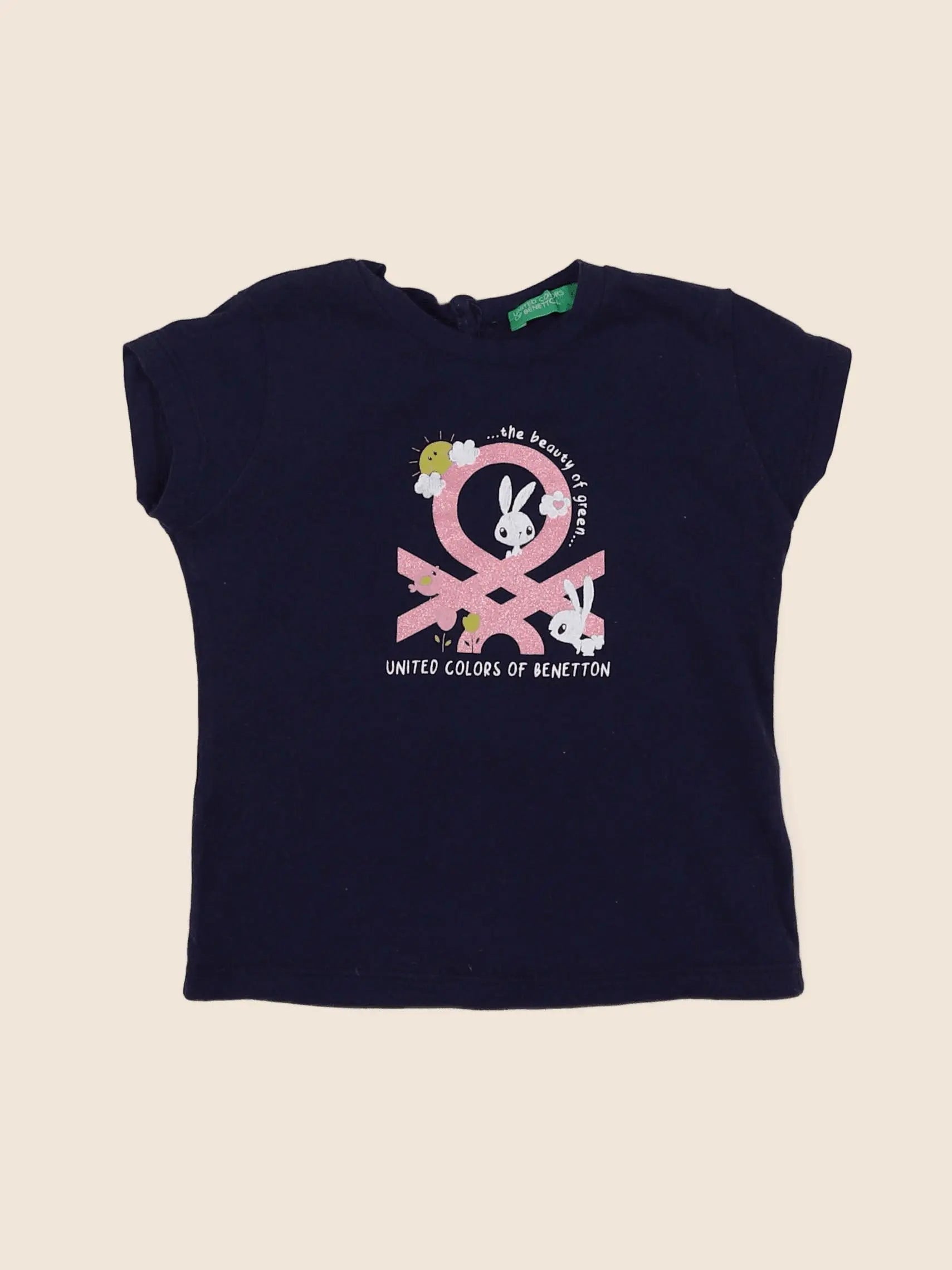 Benetton - tee-shirt bleu - 12/18 mois