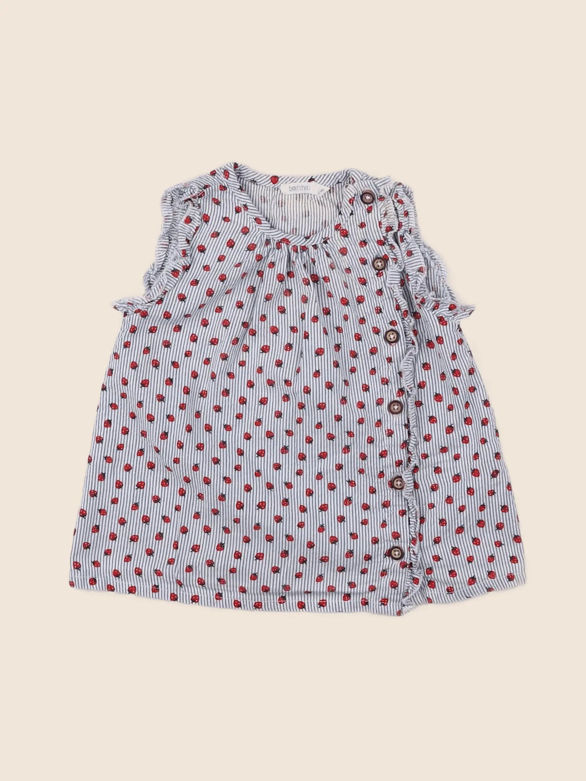 Boutchou - blouse bleu, rouge - 12 mois