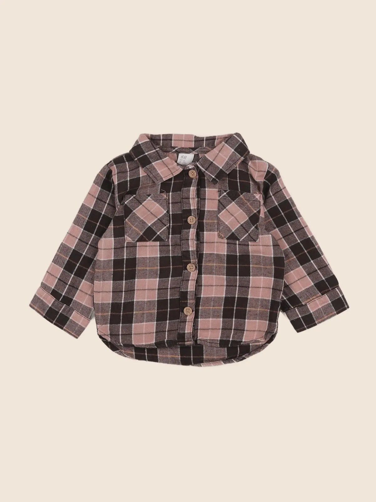H&M - chemise marron, rose - 9/12 mois