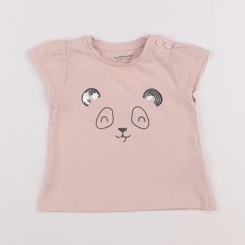 Vertbaudet - tee-shirt rose - 3 mois