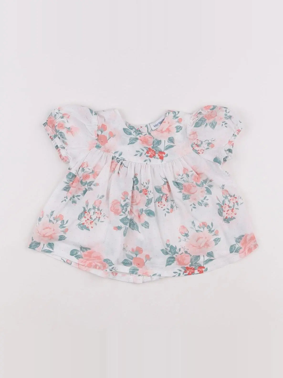 Vertbaudet - blouse blanc, rose, vert - 3 mois