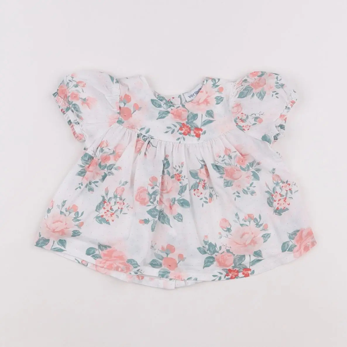 Vertbaudet - blouse blanc, rose, vert - 3 mois
