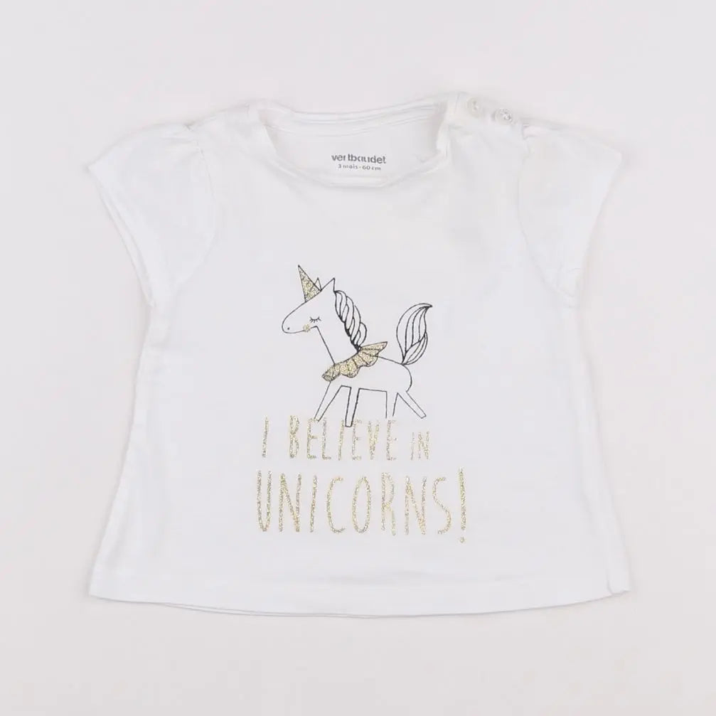 Vertbaudet - tee-shirt blanc - 3 mois