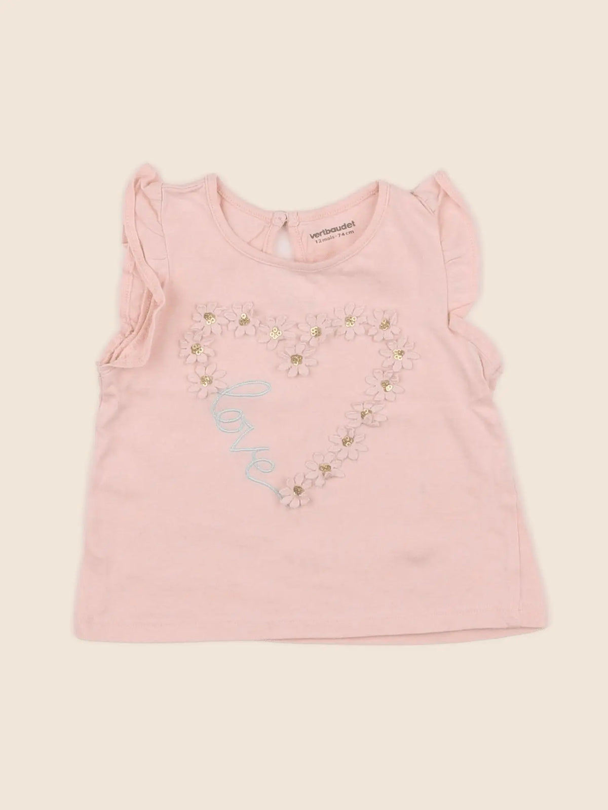 Vertbaudet - tee-shirt rose - 12 mois