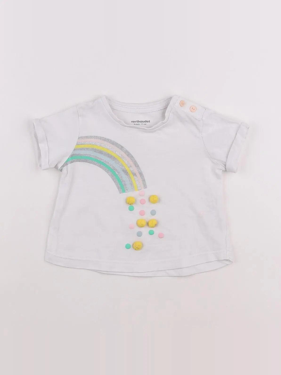 Vertbaudet - tee-shirt blanc - 9 mois
