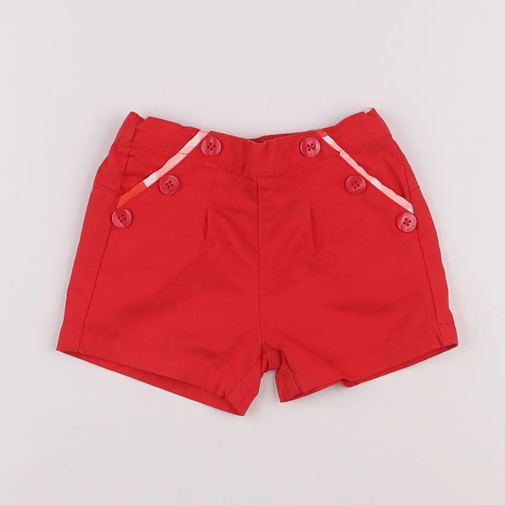 Vertbaudet - short rouge - 12 mois