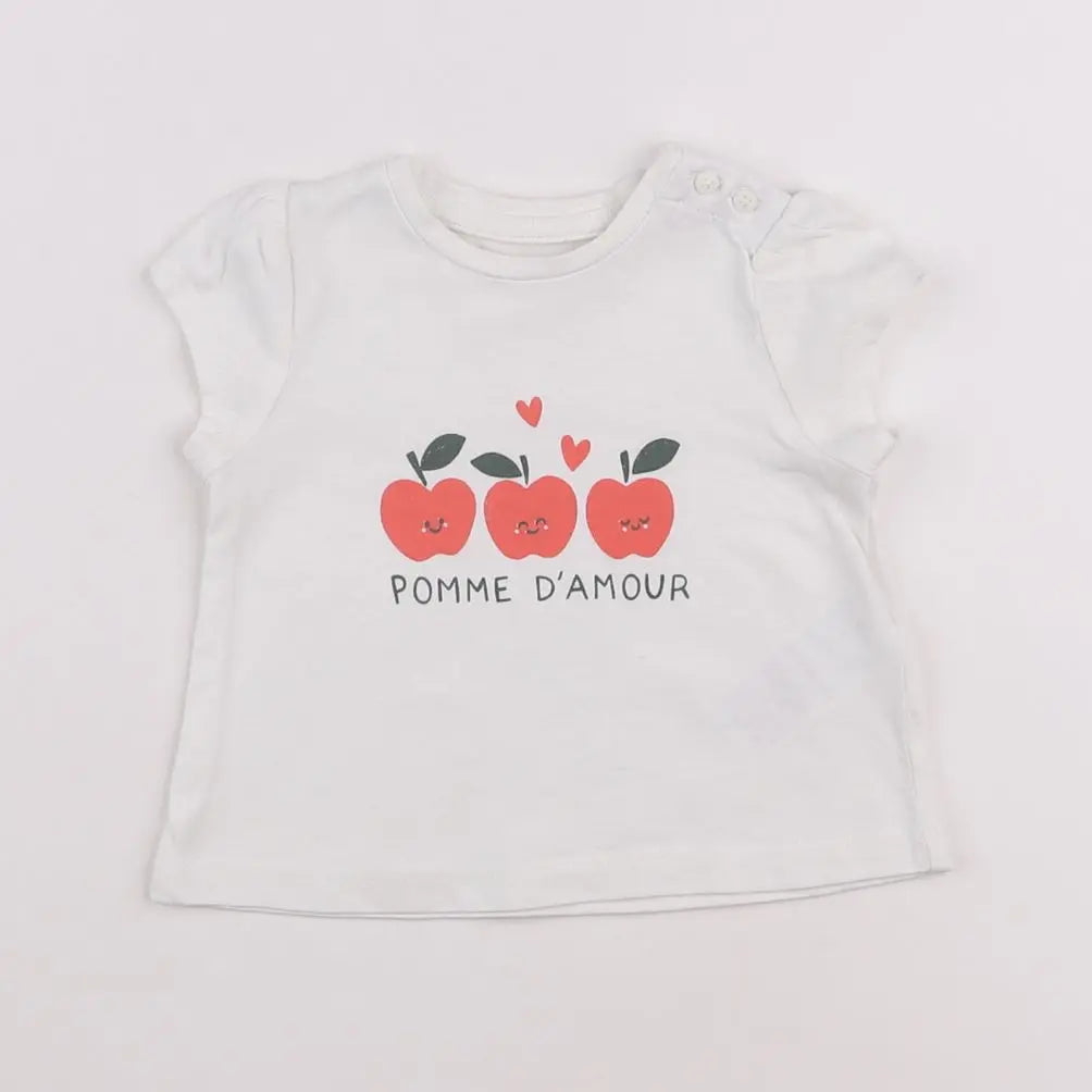 Vertbaudet - tee-shirt blanc - 3 mois