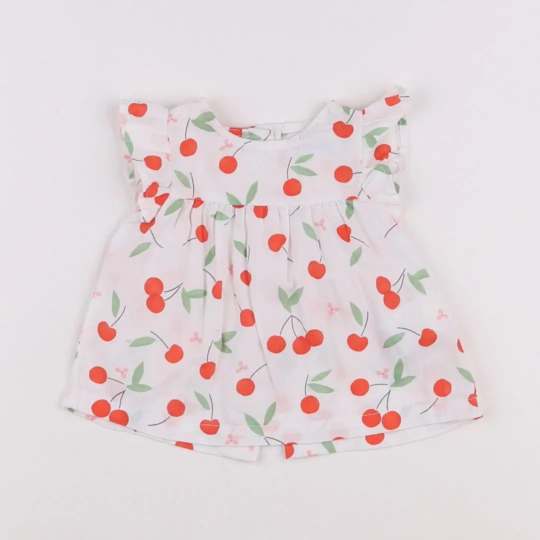 Vertbaudet - blouse blanc, rouge - 3 mois