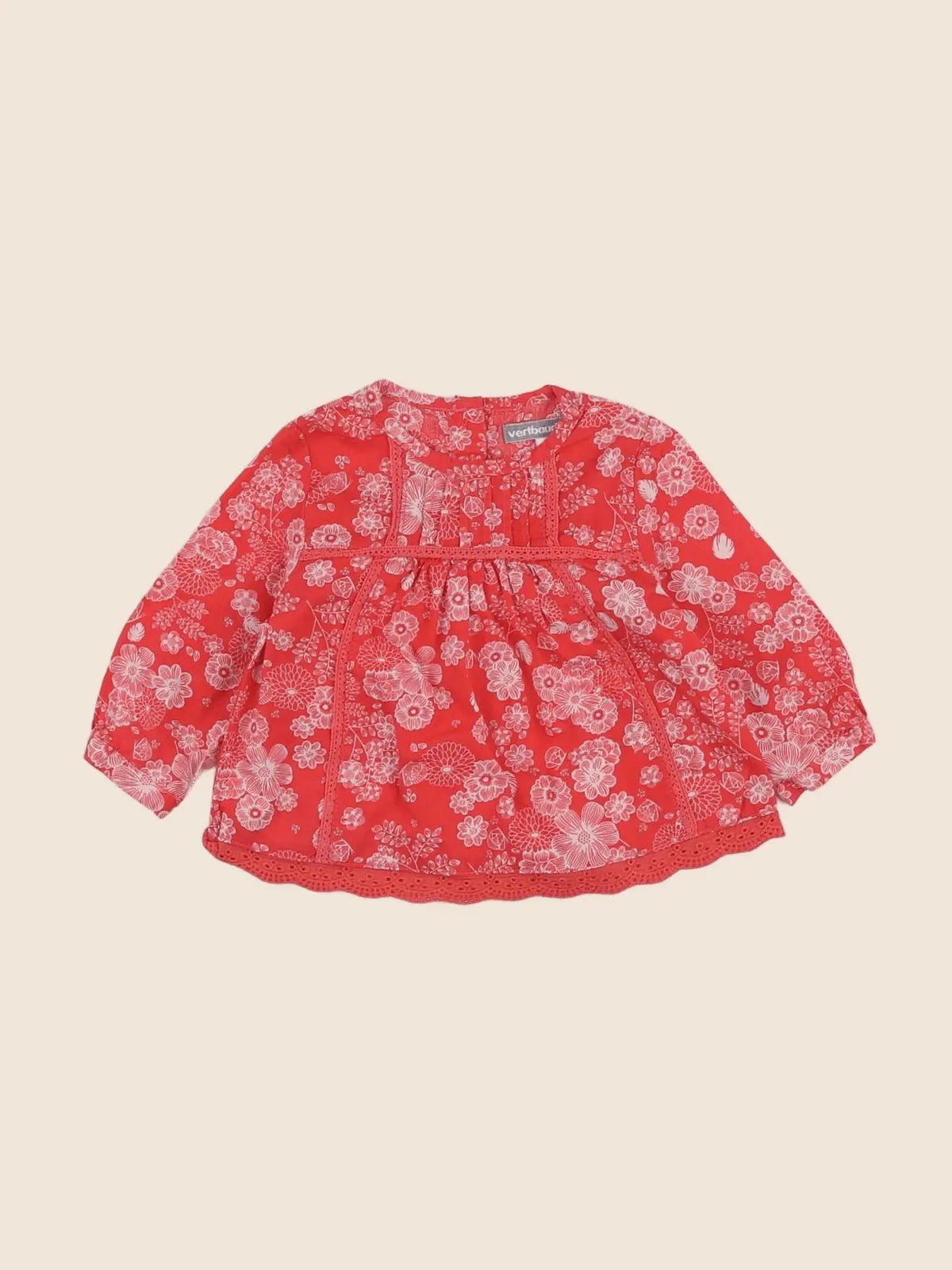 Vertbaudet - blouse rouge - 3 mois