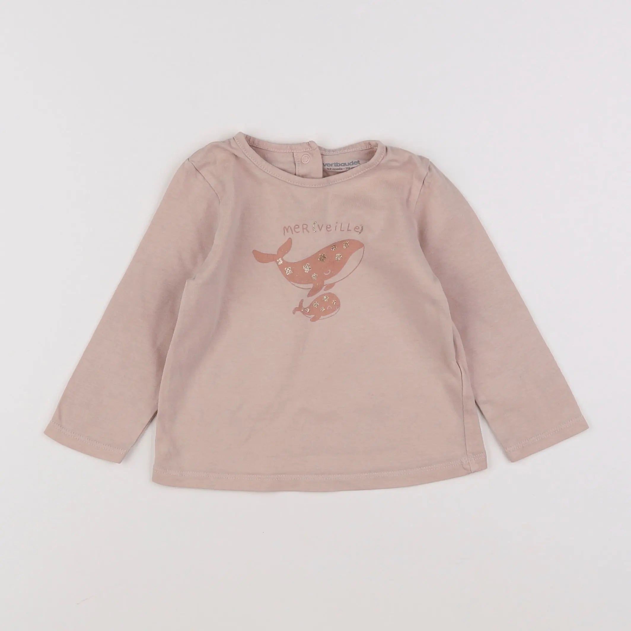 Vertbaudet - tee-shirt rose - 12 mois