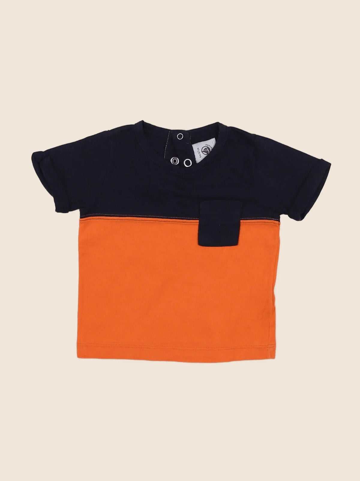 Petit Bateau - tee-shirt orange, bleu - 6 mois