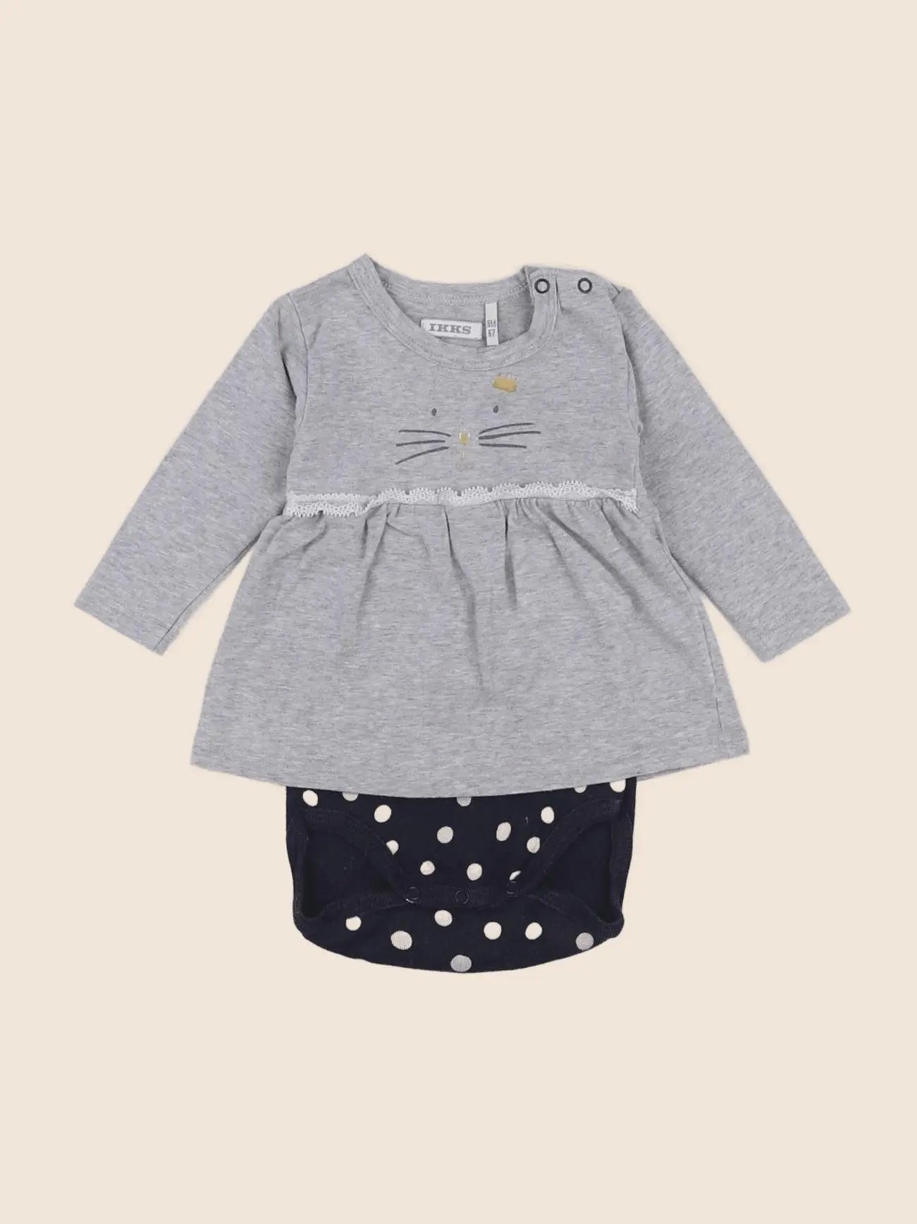 IKKS - robe gris, bleu - 6 mois