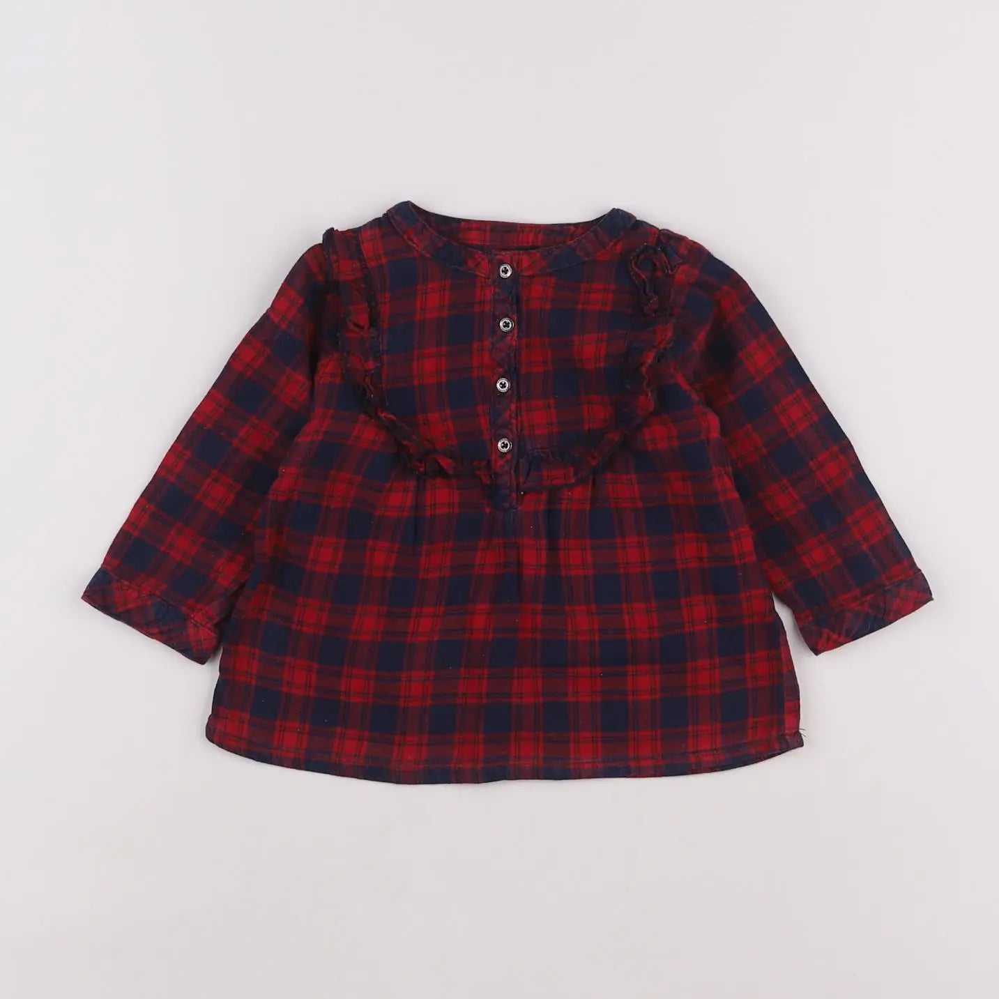 Vertbaudet - blouse rouge, bleu - 6 mois