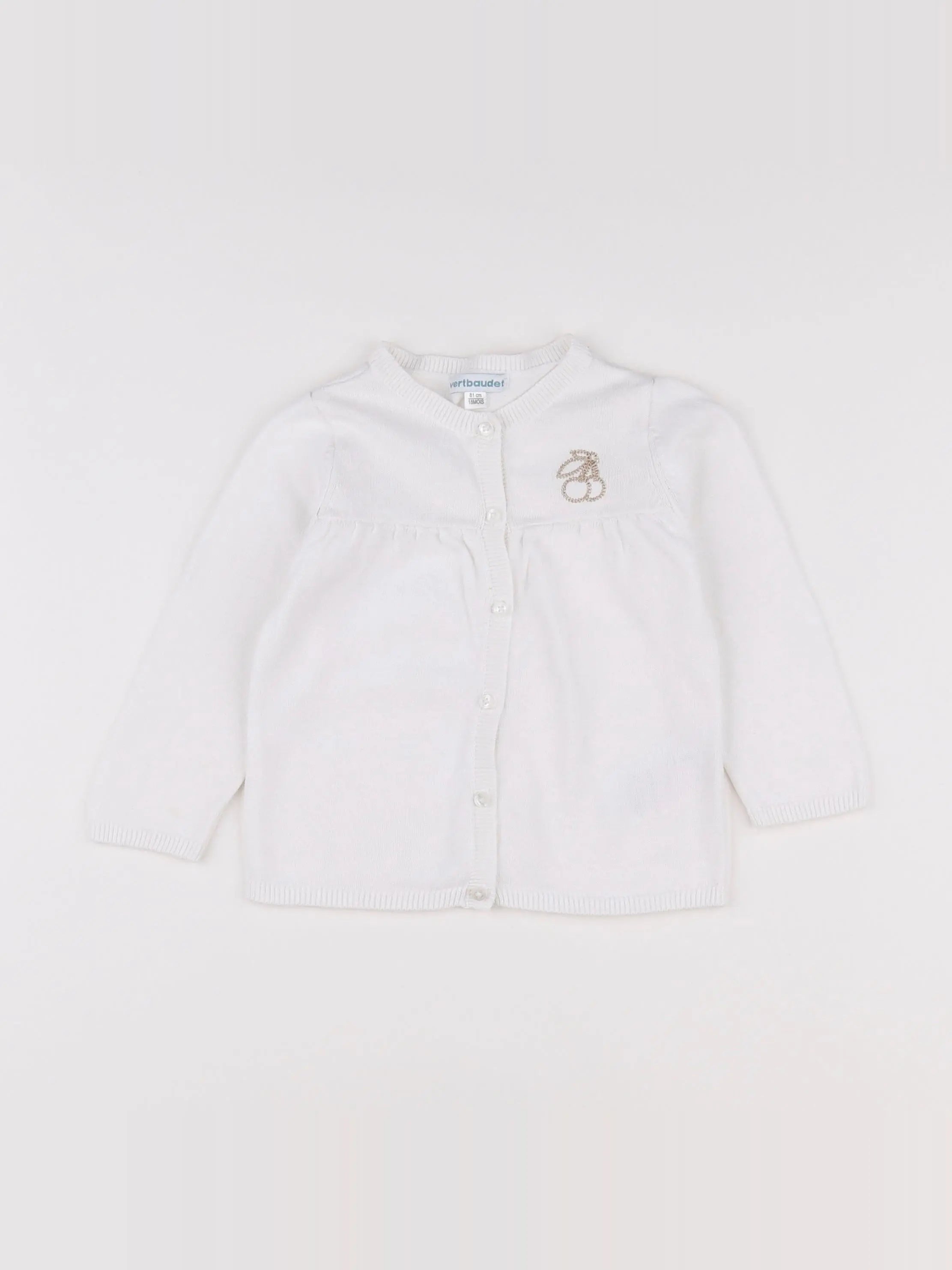 Vertbaudet - gilet blanc, or - 18 mois