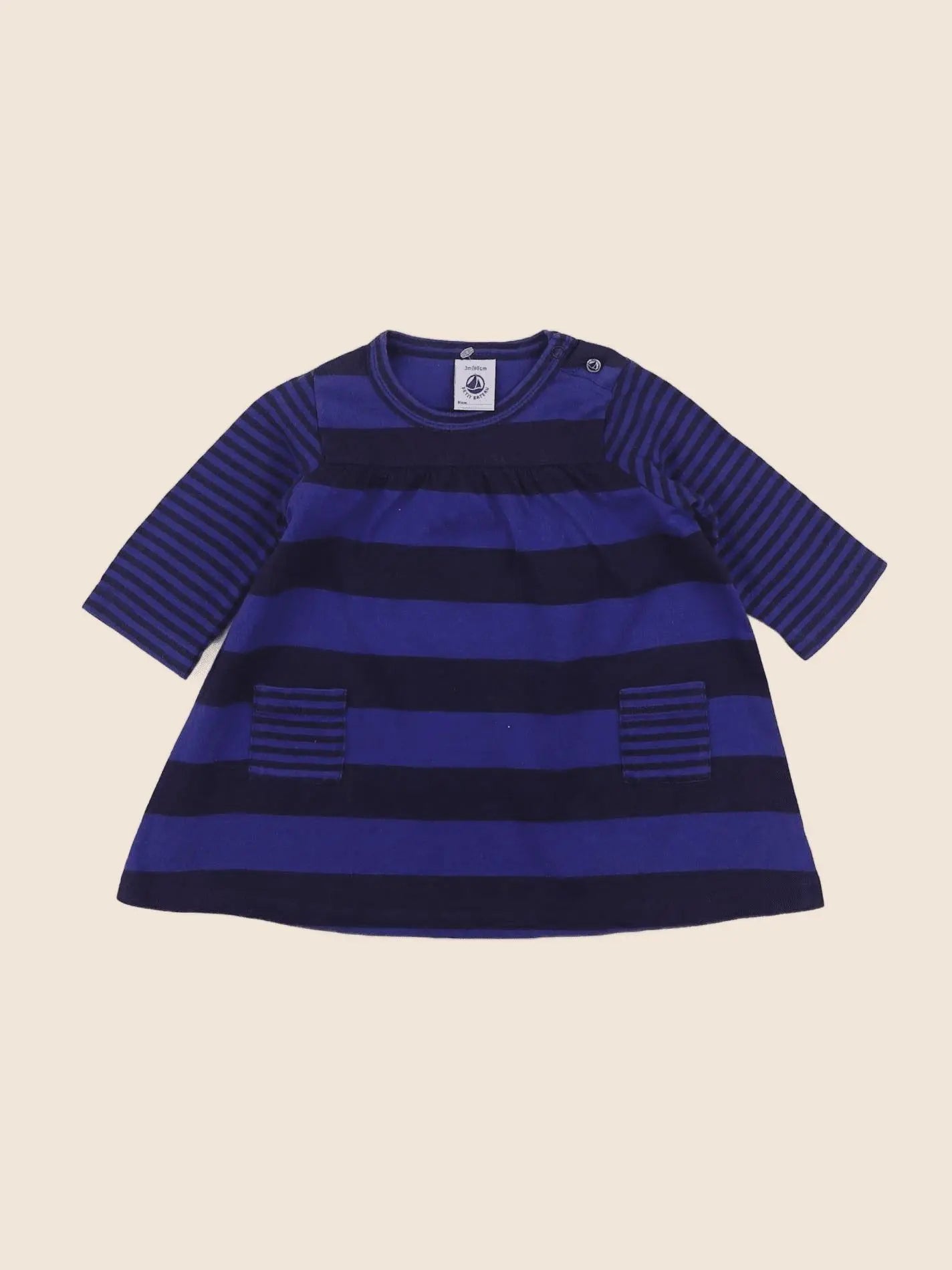 Petit Bateau - robe bleu - 3 mois
