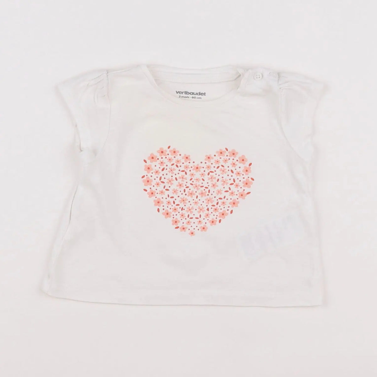 Vertbaudet - tee-shirt blanc - 3 mois