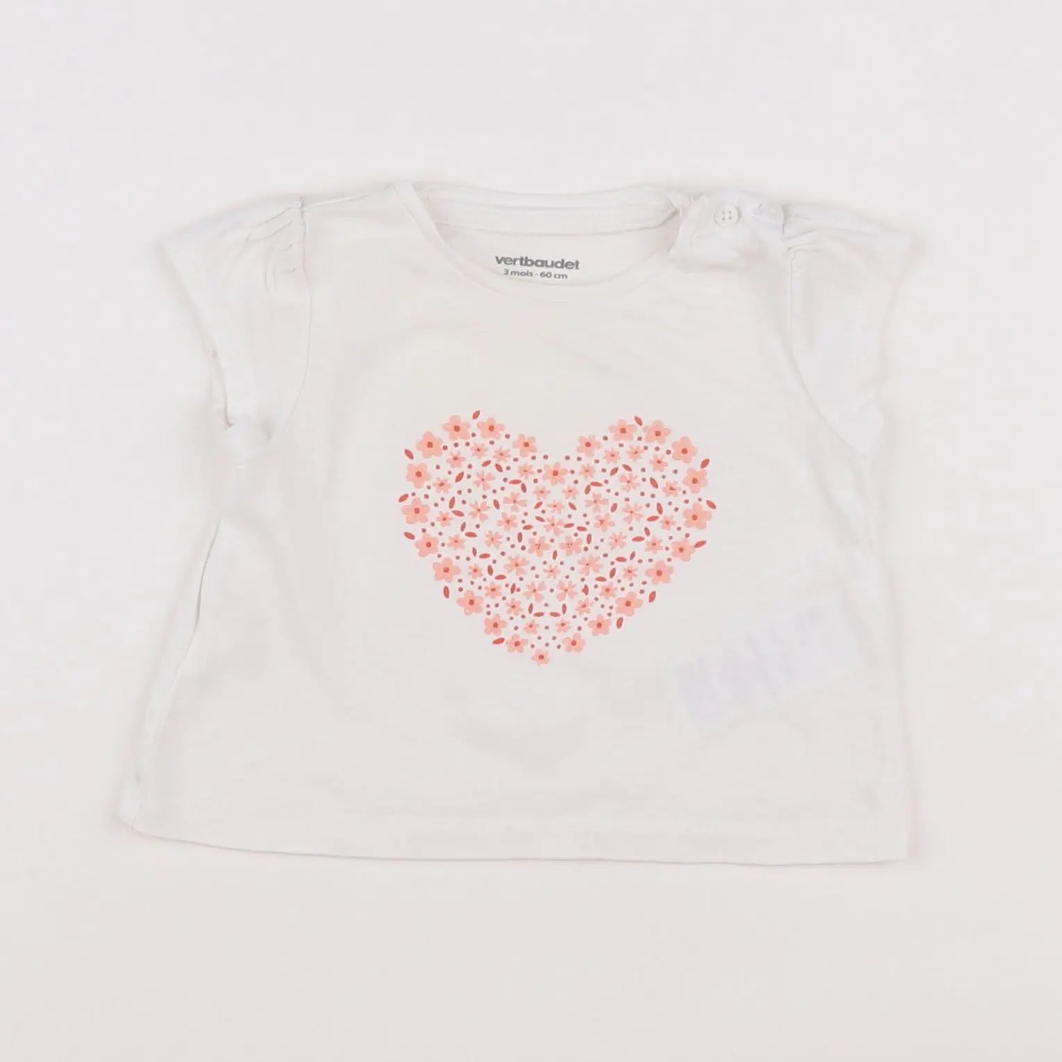 Vertbaudet - tee-shirt blanc - 3 mois