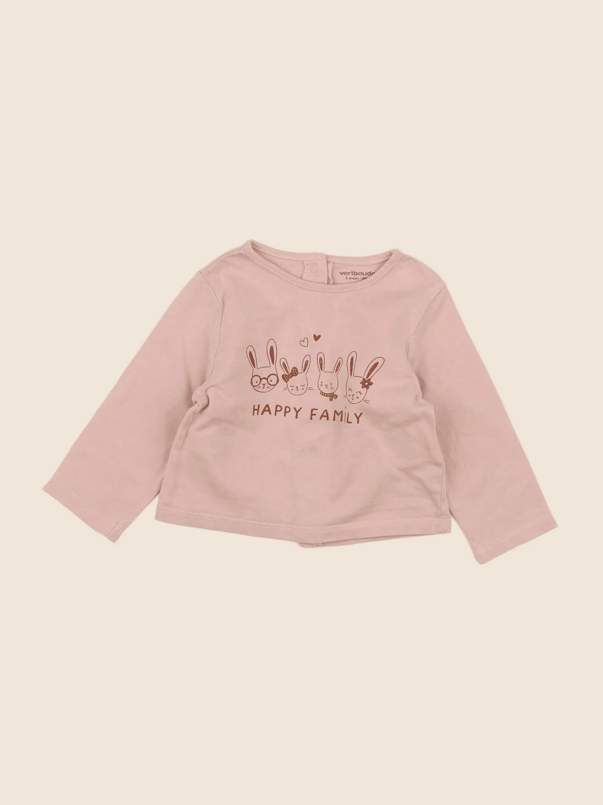 Vertbaudet - tee-shirt rose - 3 mois