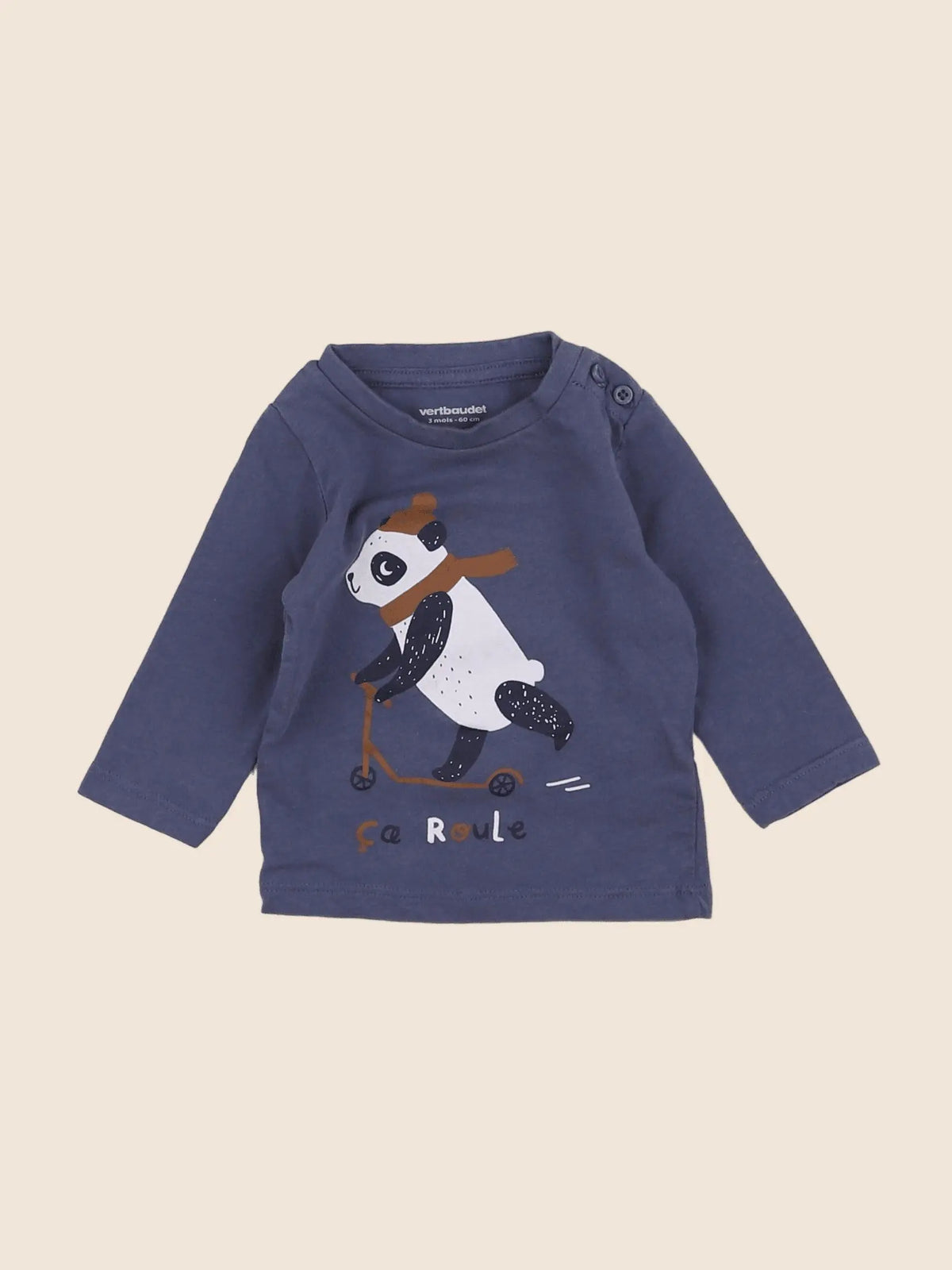 Vertbaudet - tee-shirt bleu - 3 mois
