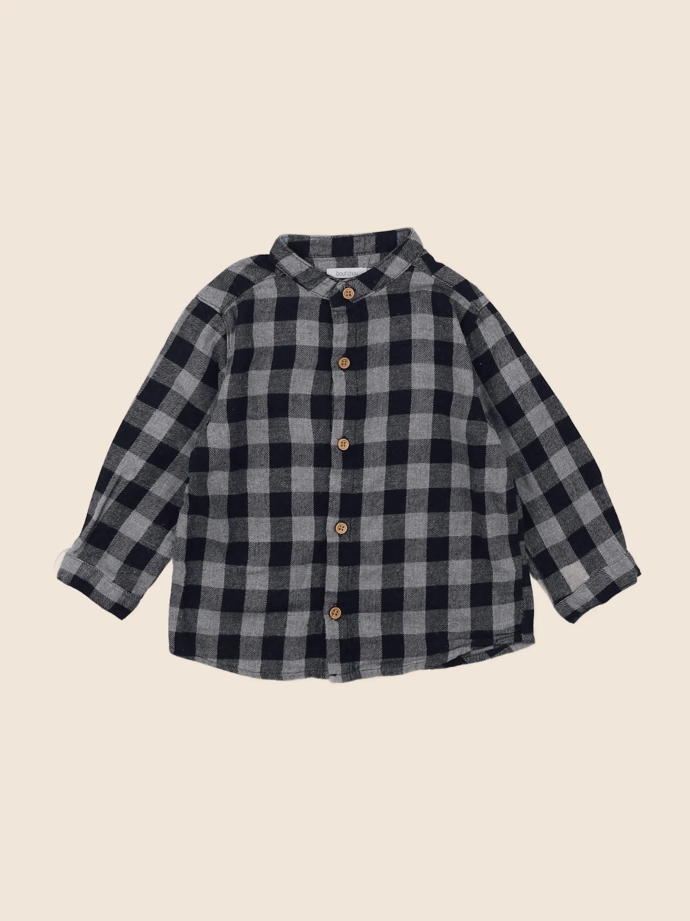 Boutchou - chemise bleu, gris - 12 mois