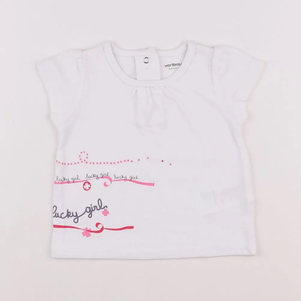 Vertbaudet - tee-shirt blanc - 6 mois