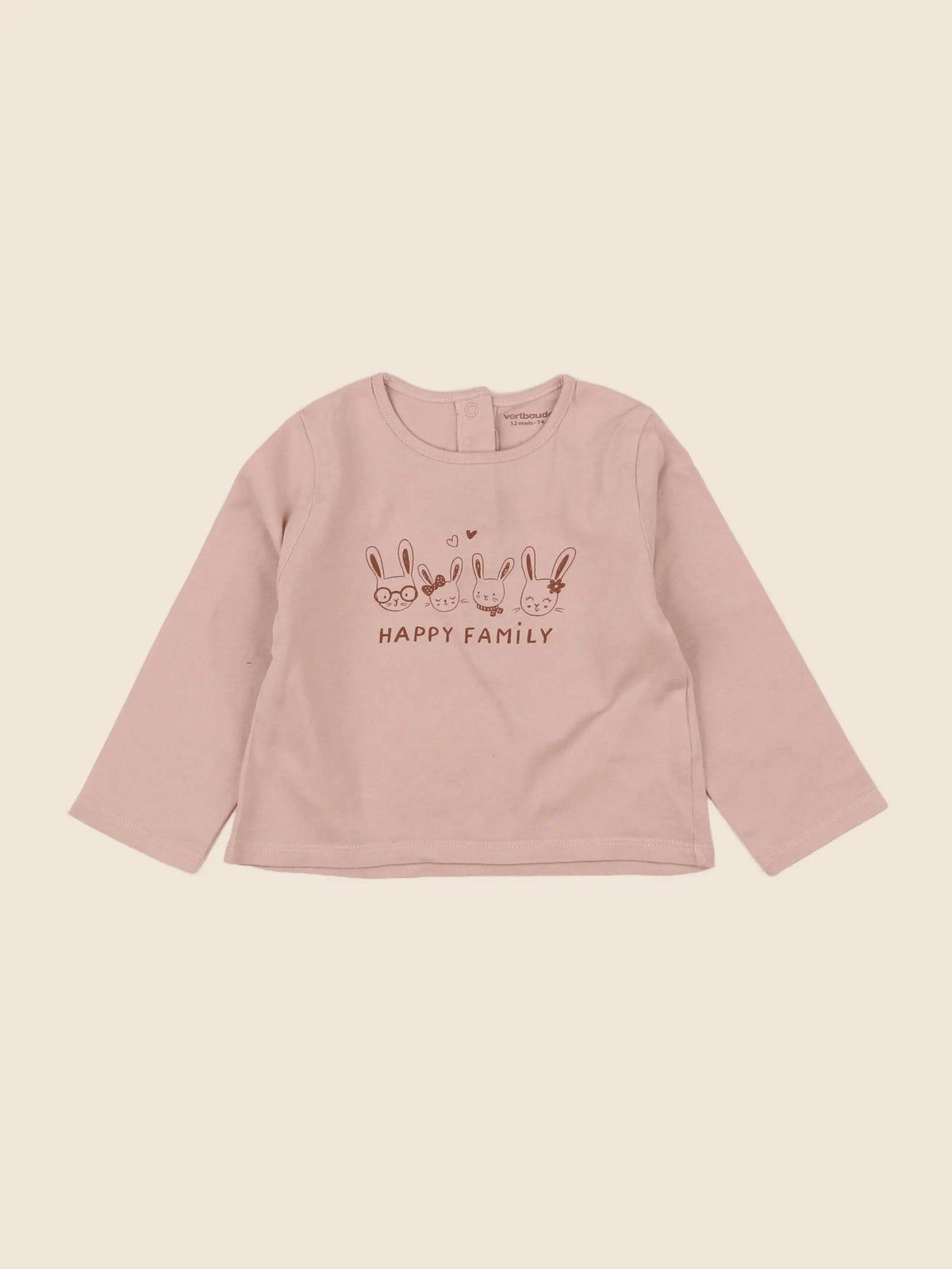 Vertbaudet - tee-shirt rose - 12 mois