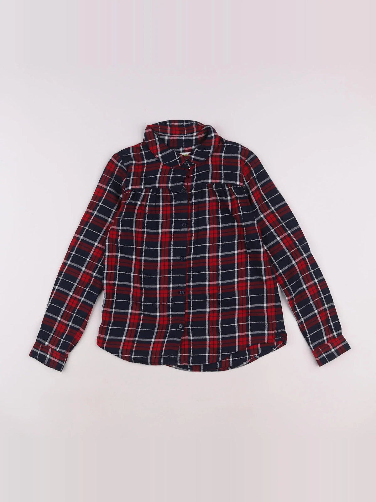 Vertbaudet - blouse rouge, bleu, argent - 9 ans