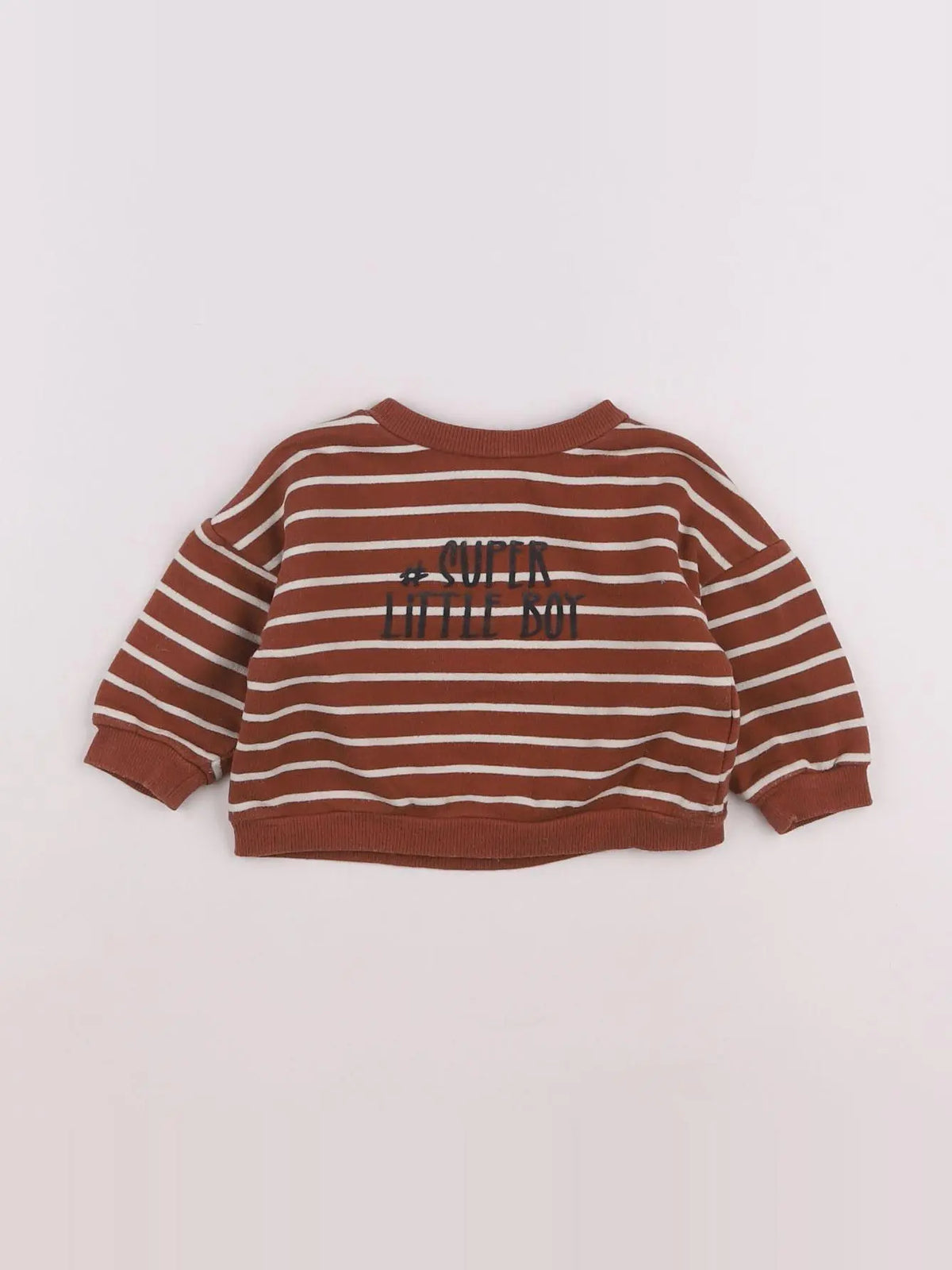 Vertbaudet - sweat marron, blanc - 6 mois