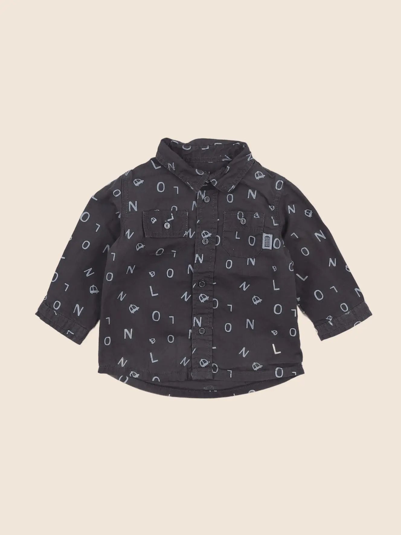 Vertbaudet - chemise gris - 6 mois
