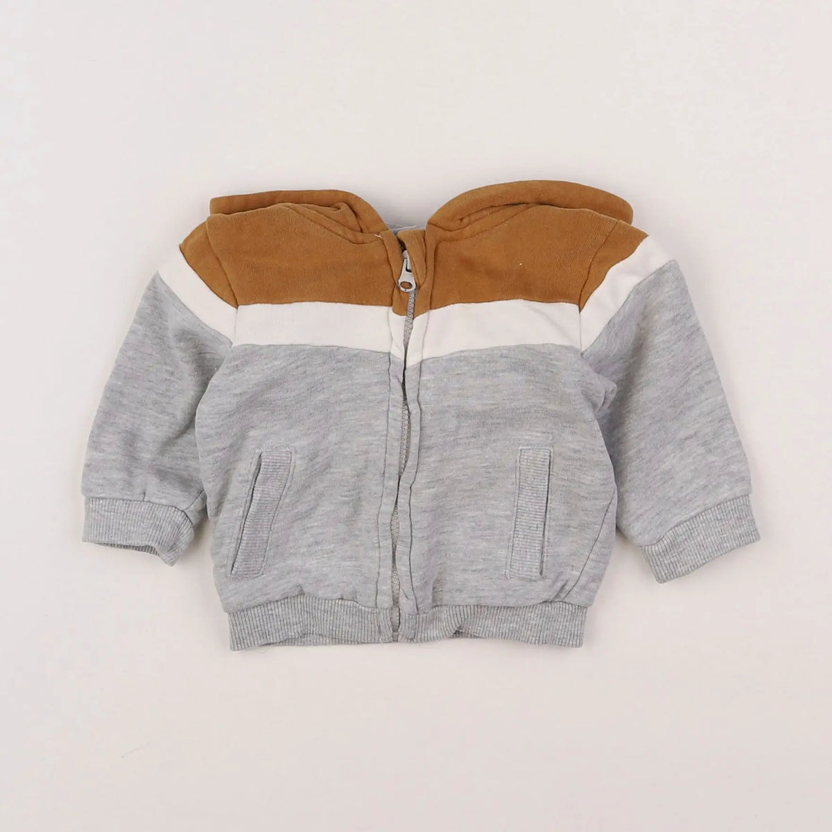 Vertbaudet - sweat gris, marron - 3 mois