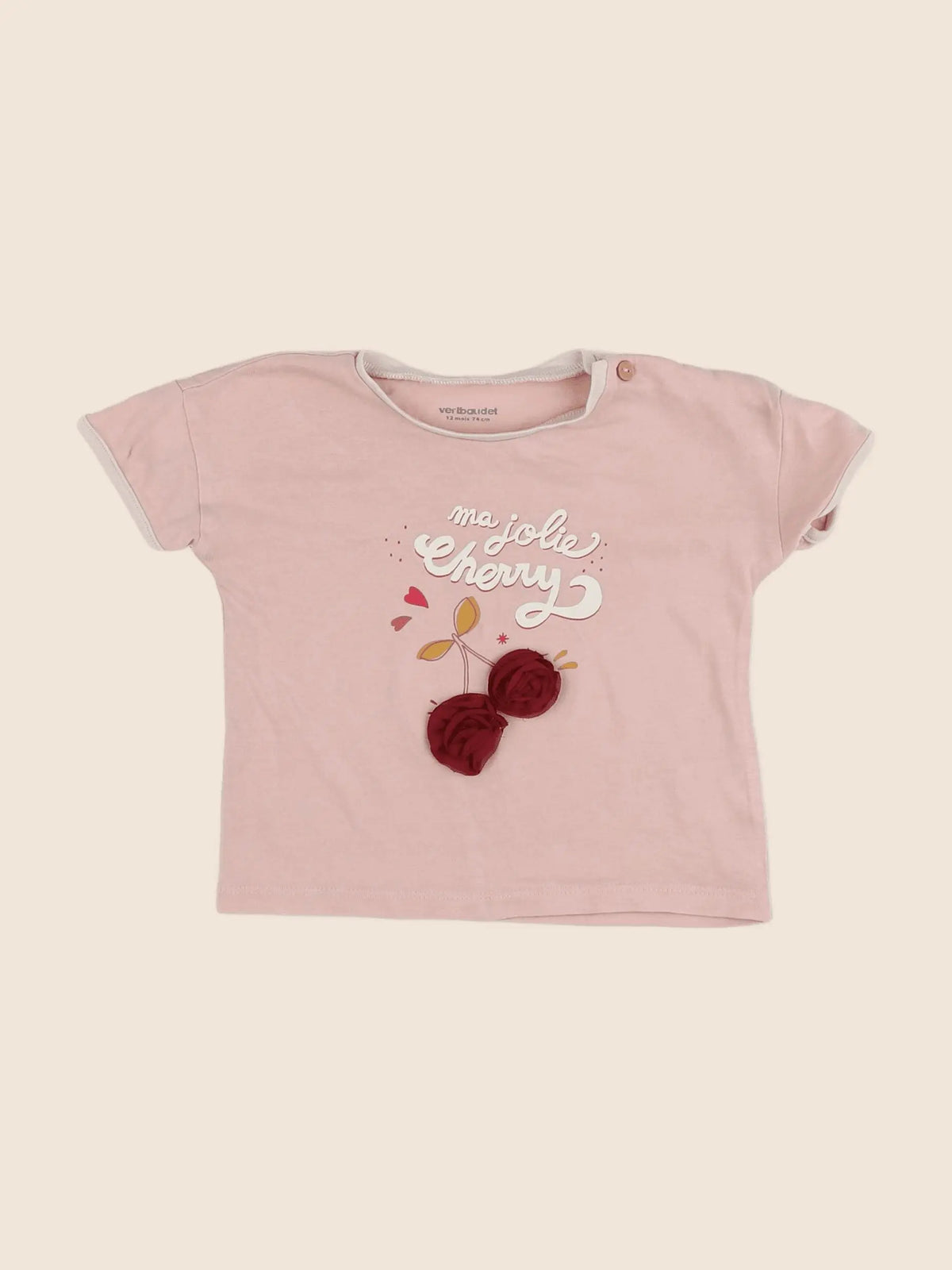 Vertbaudet - tee-shirt rose - 12 mois