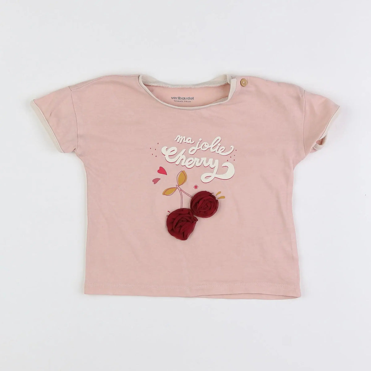 Vertbaudet - tee-shirt rose - 12 mois