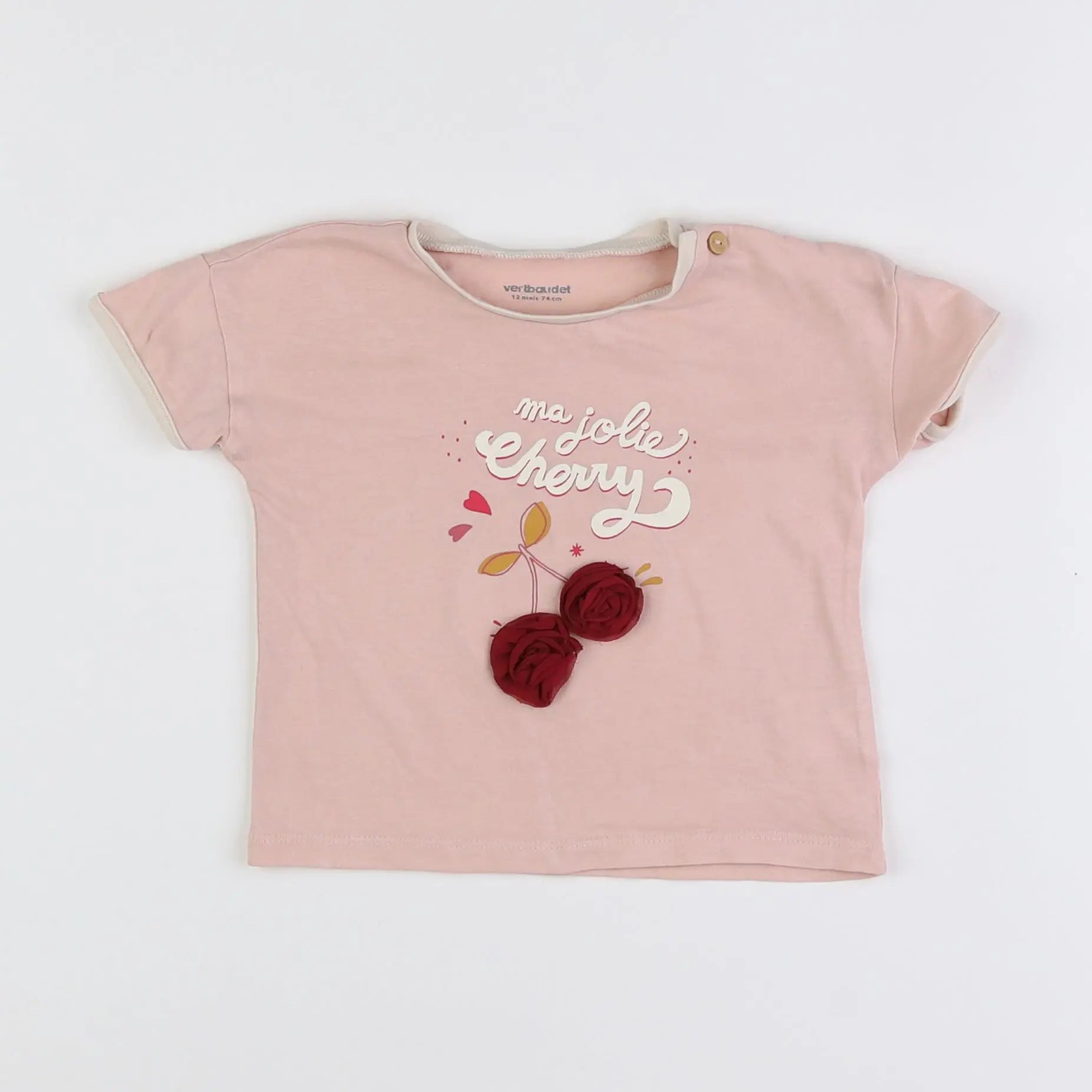 Vertbaudet - tee-shirt rose - 12 mois