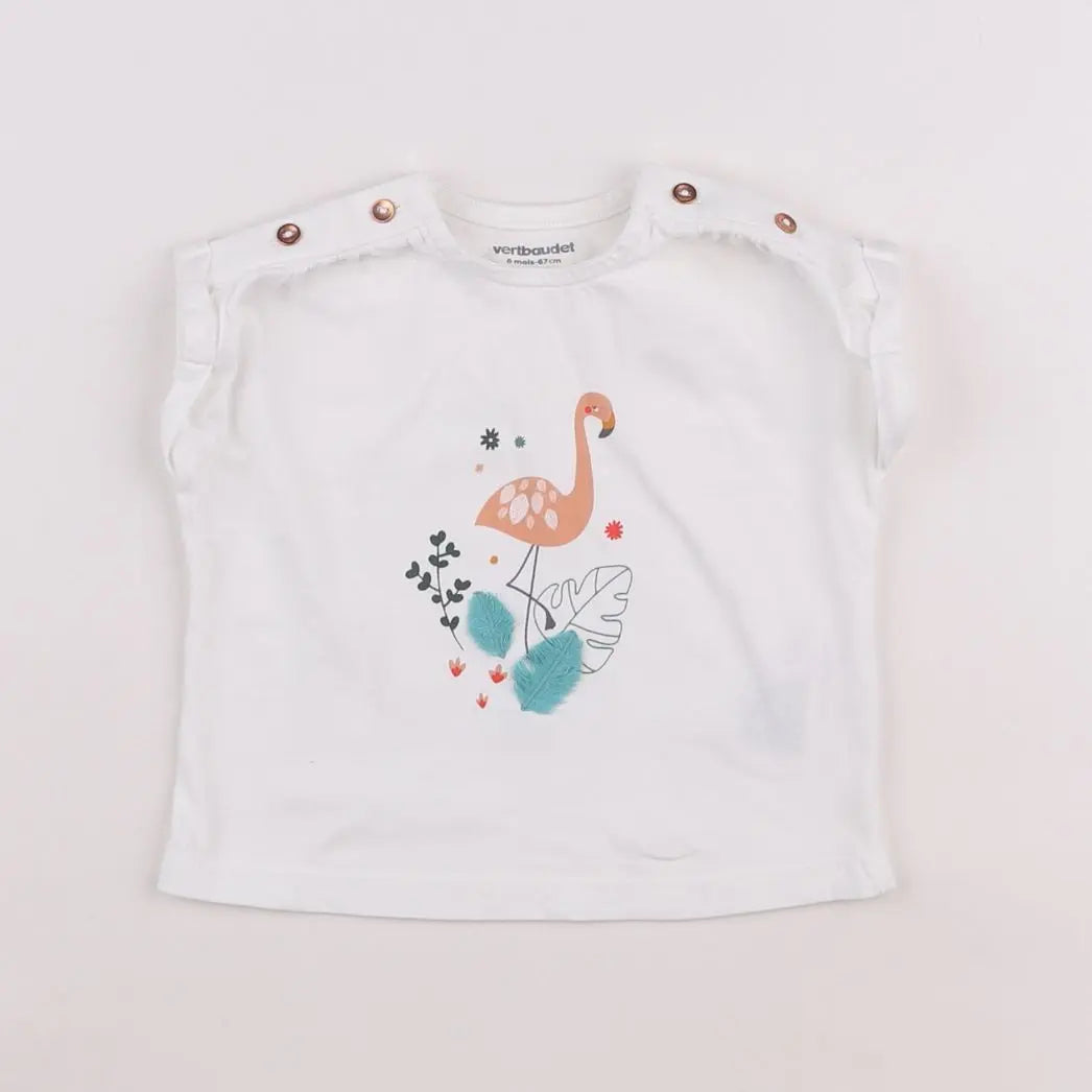 Vertbaudet - tee-shirt blanc - 6 mois