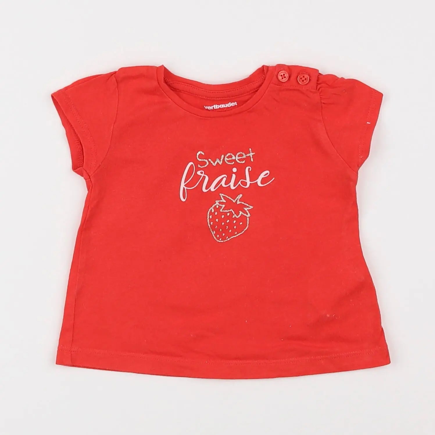 Vertbaudet - tee-shirt rouge - 3 mois