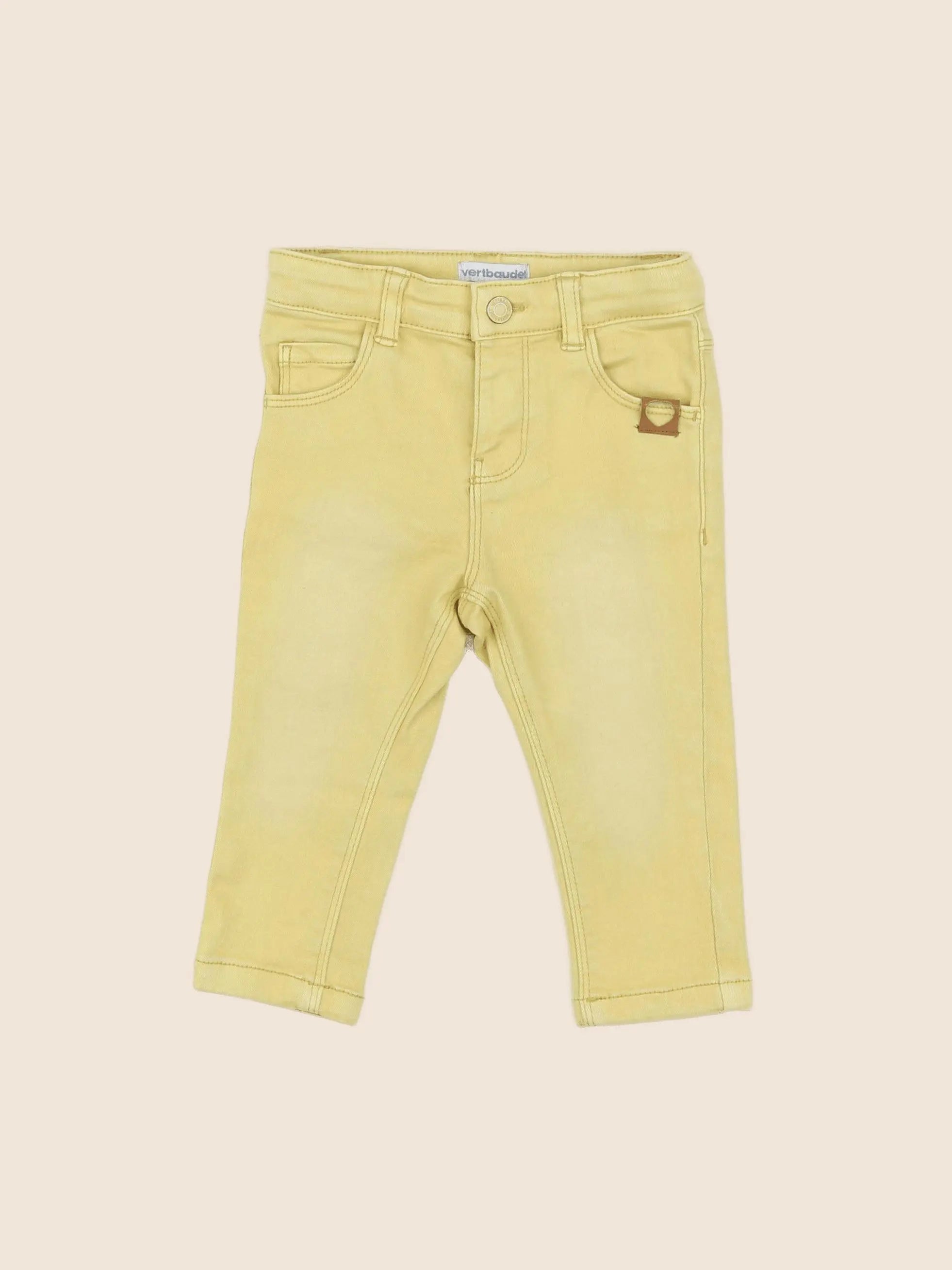 Vertbaudet - pantalon jaune - 12 mois