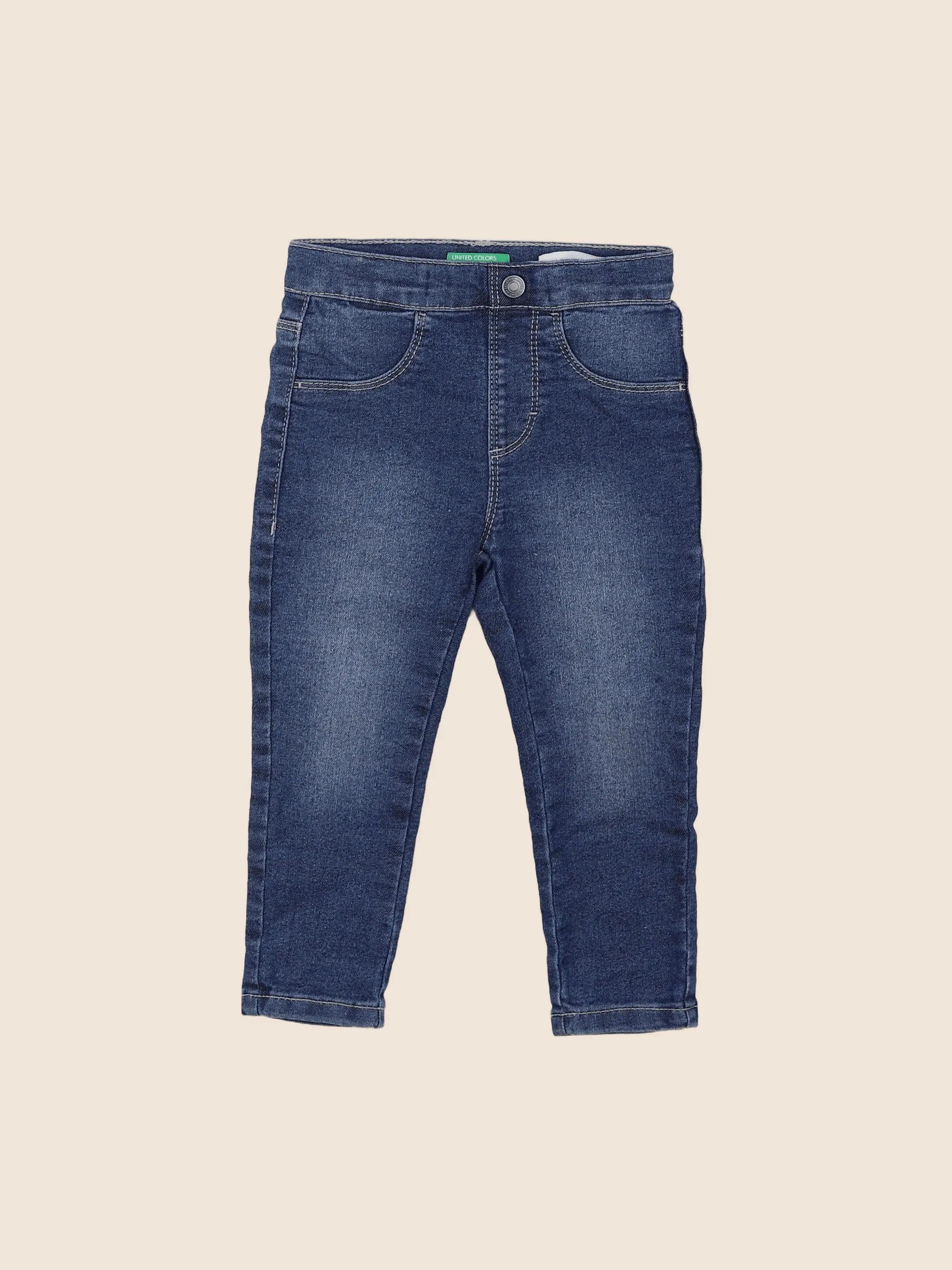 Benetton - jegging bleu - 6/9 mois