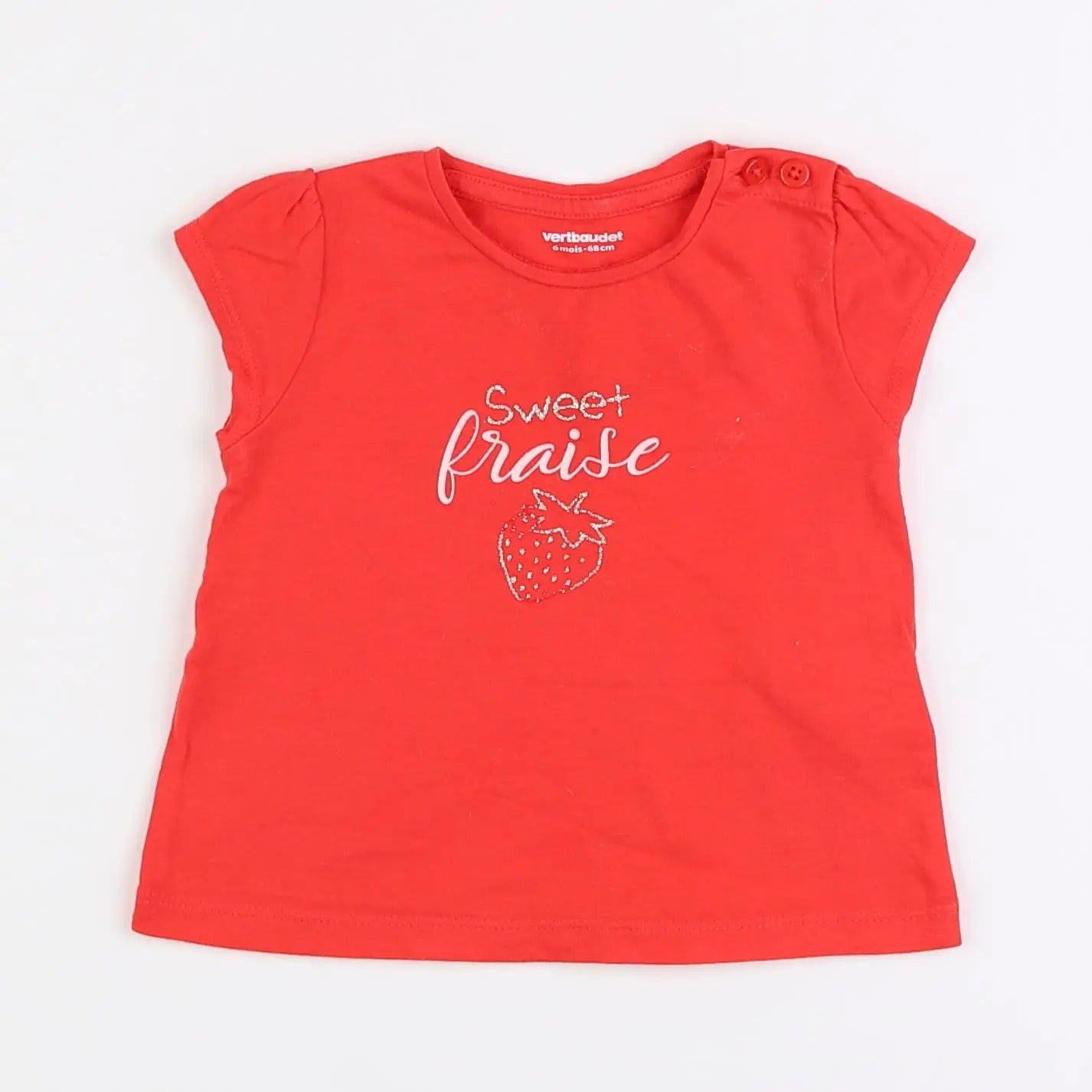 Vertbaudet - tee-shirt rouge - 6 mois