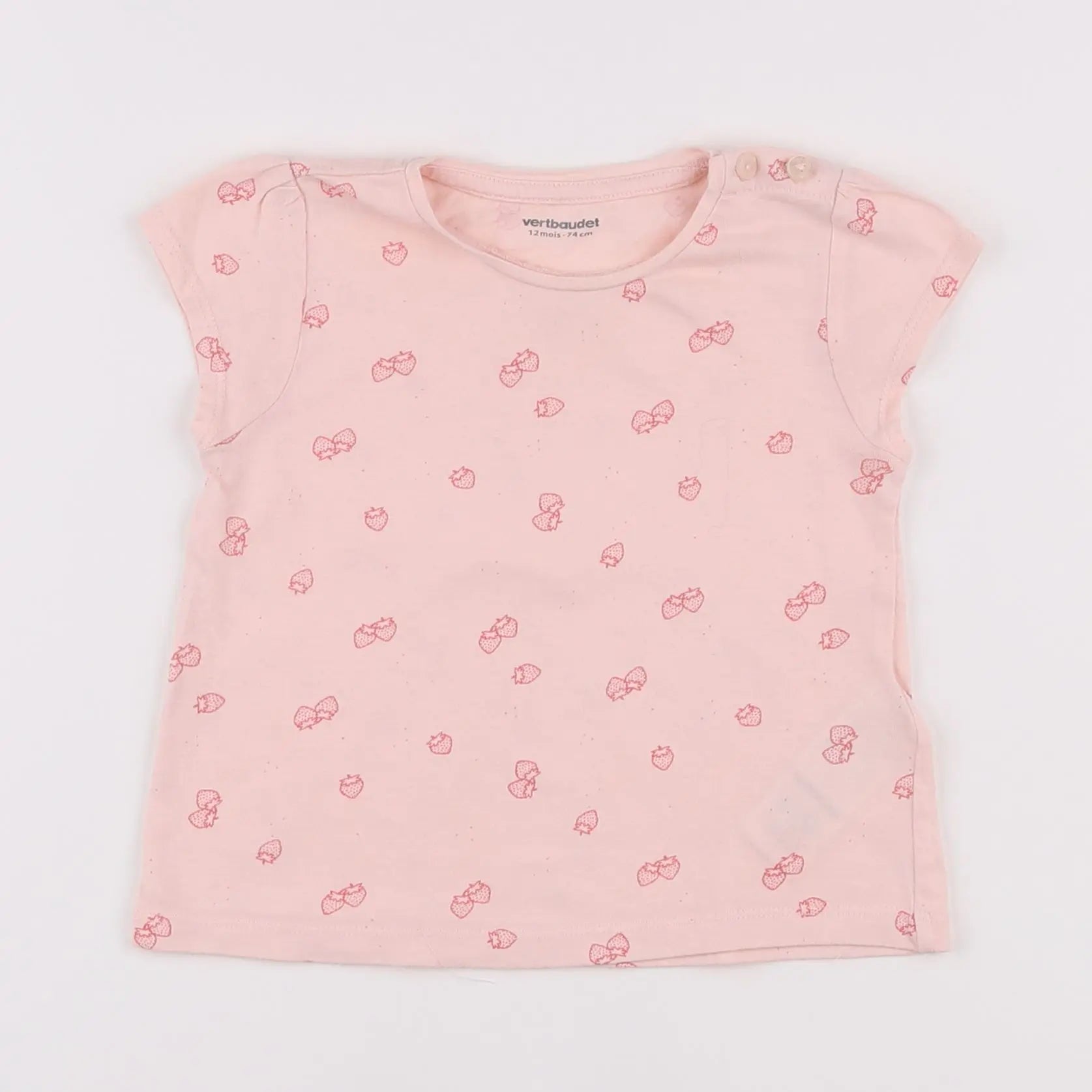 Vertbaudet - tee-shirt rose - 12 mois