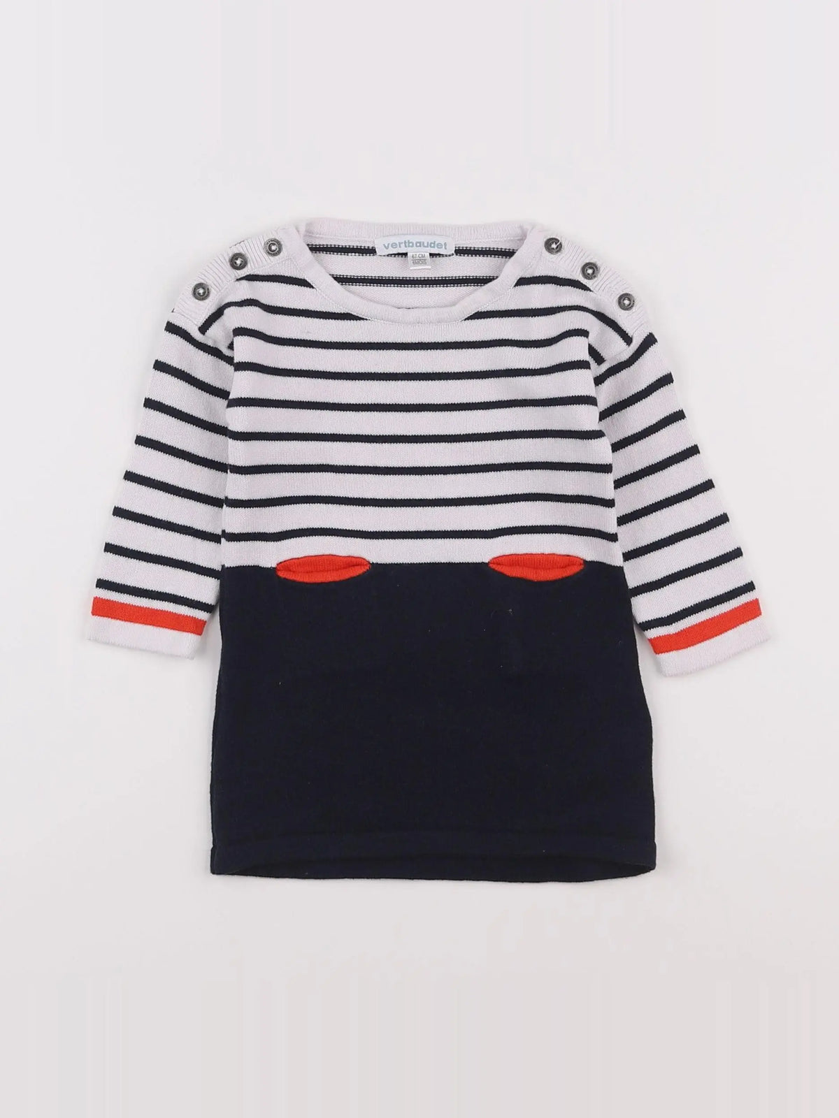 Vertbaudet - robe blanc, bleu - 6 mois