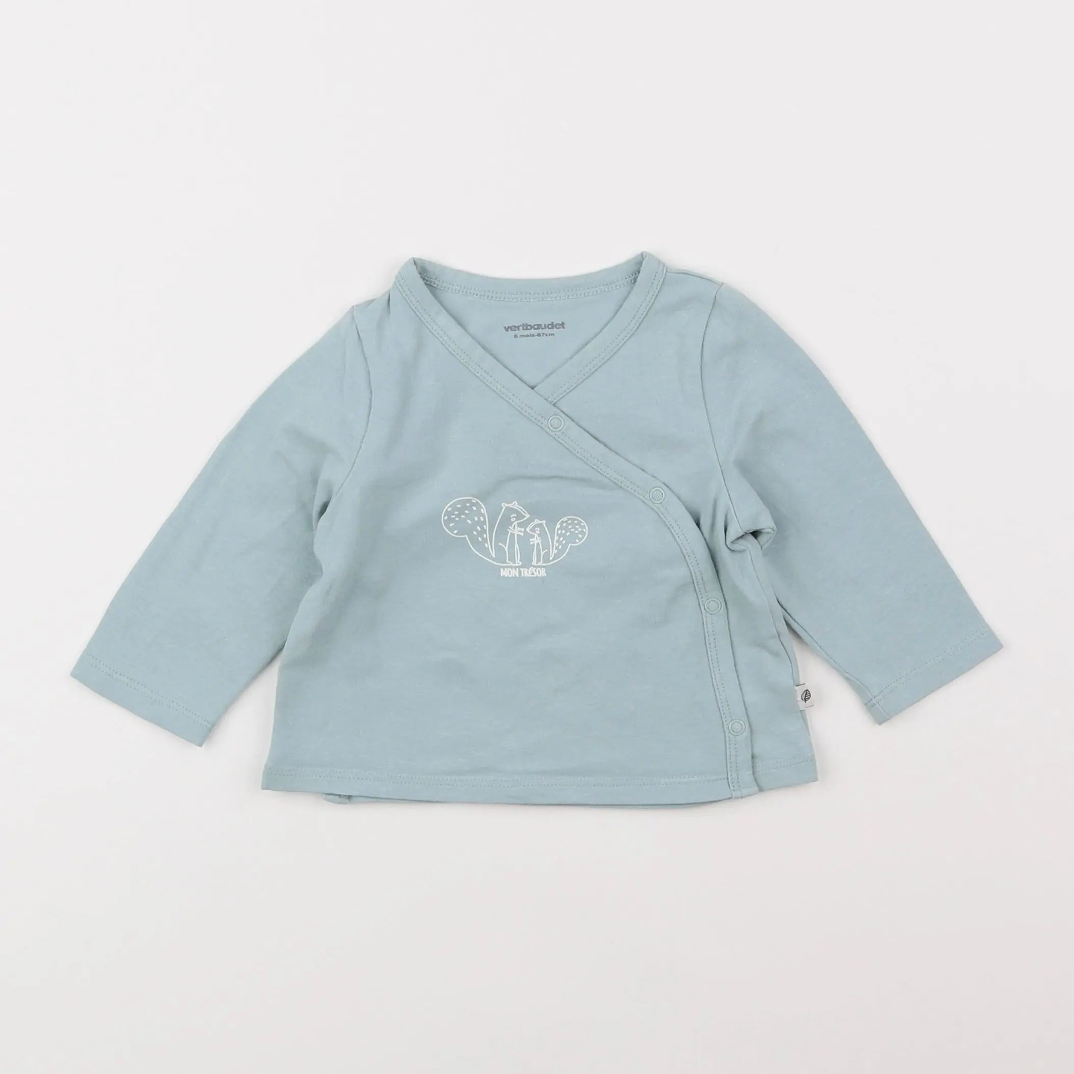 Vertbaudet - tee-shirt bleu - 6 mois