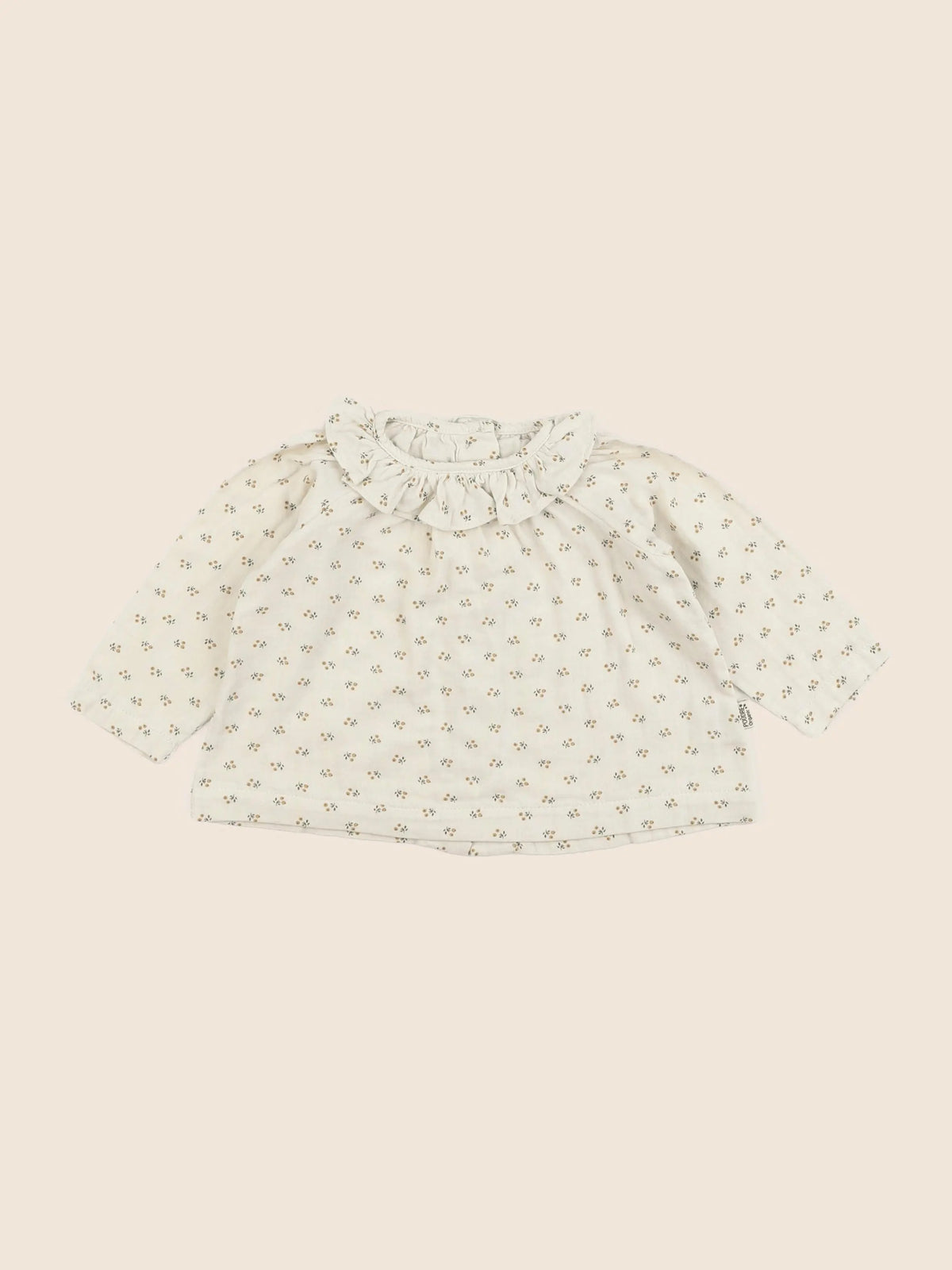 Blouse beige fleurs orange
