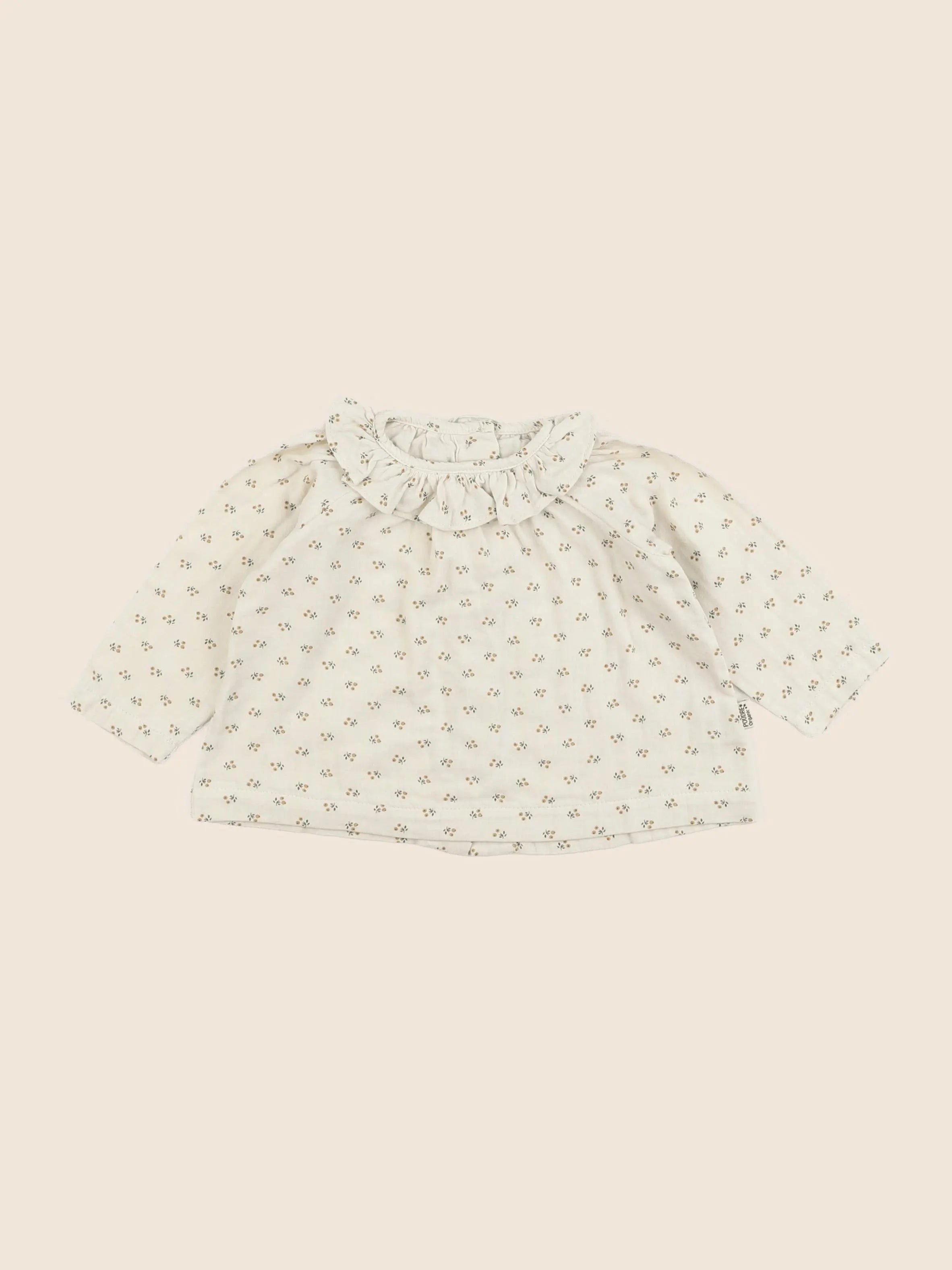 Blouse beige fleurs orange
