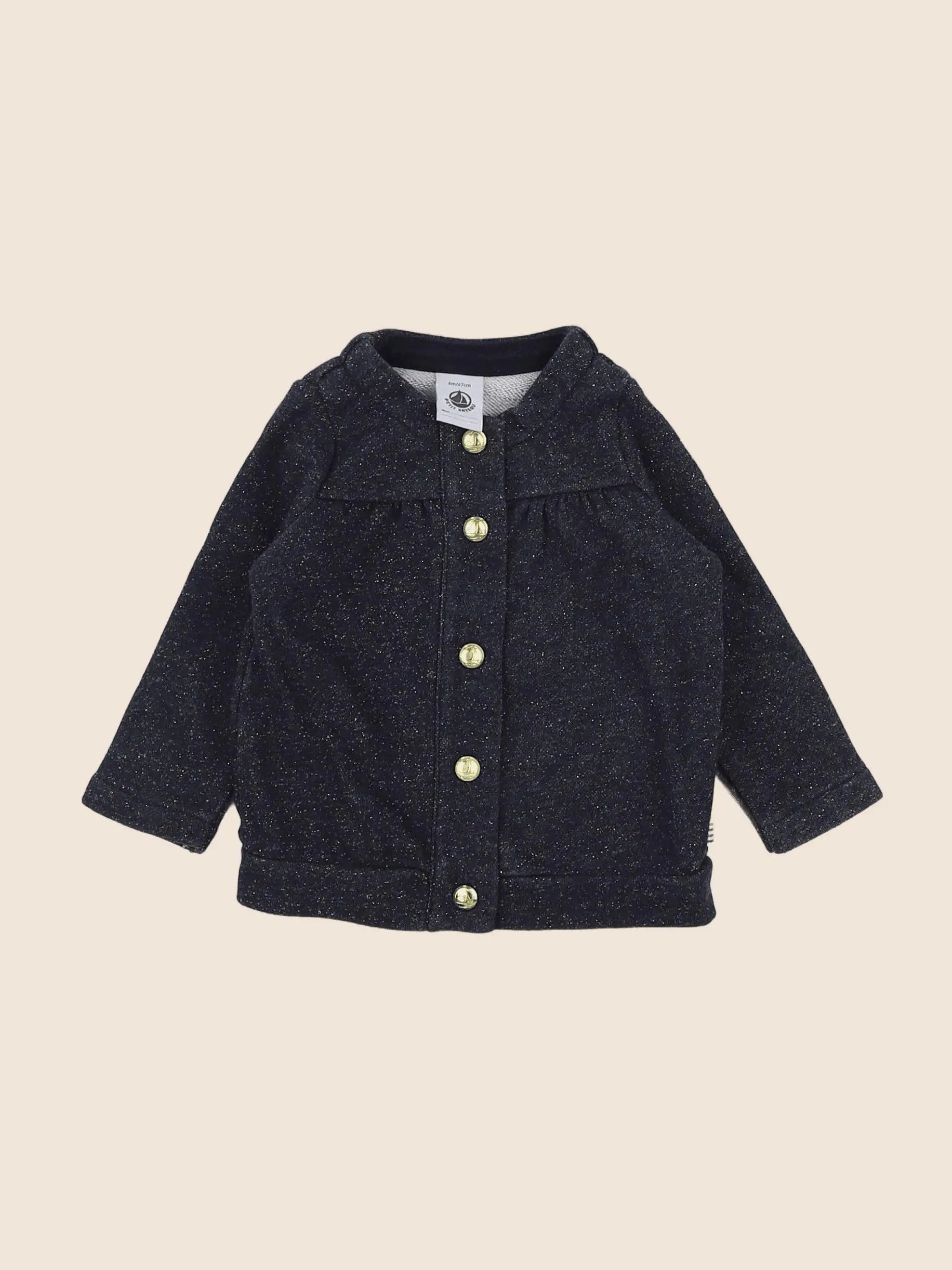 Petit Bateau - sweat bleu, or - 6 mois