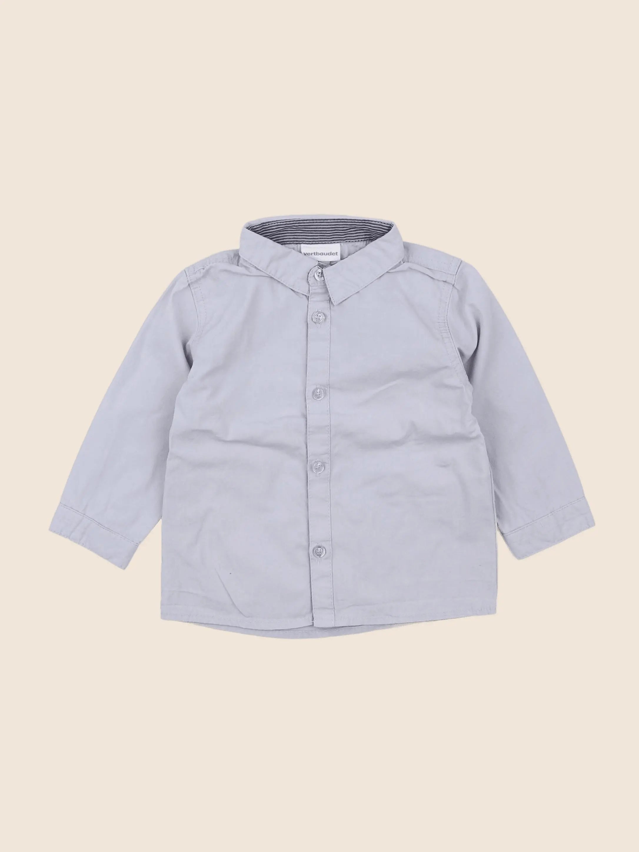 Vertbaudet - chemise gris - 12 mois