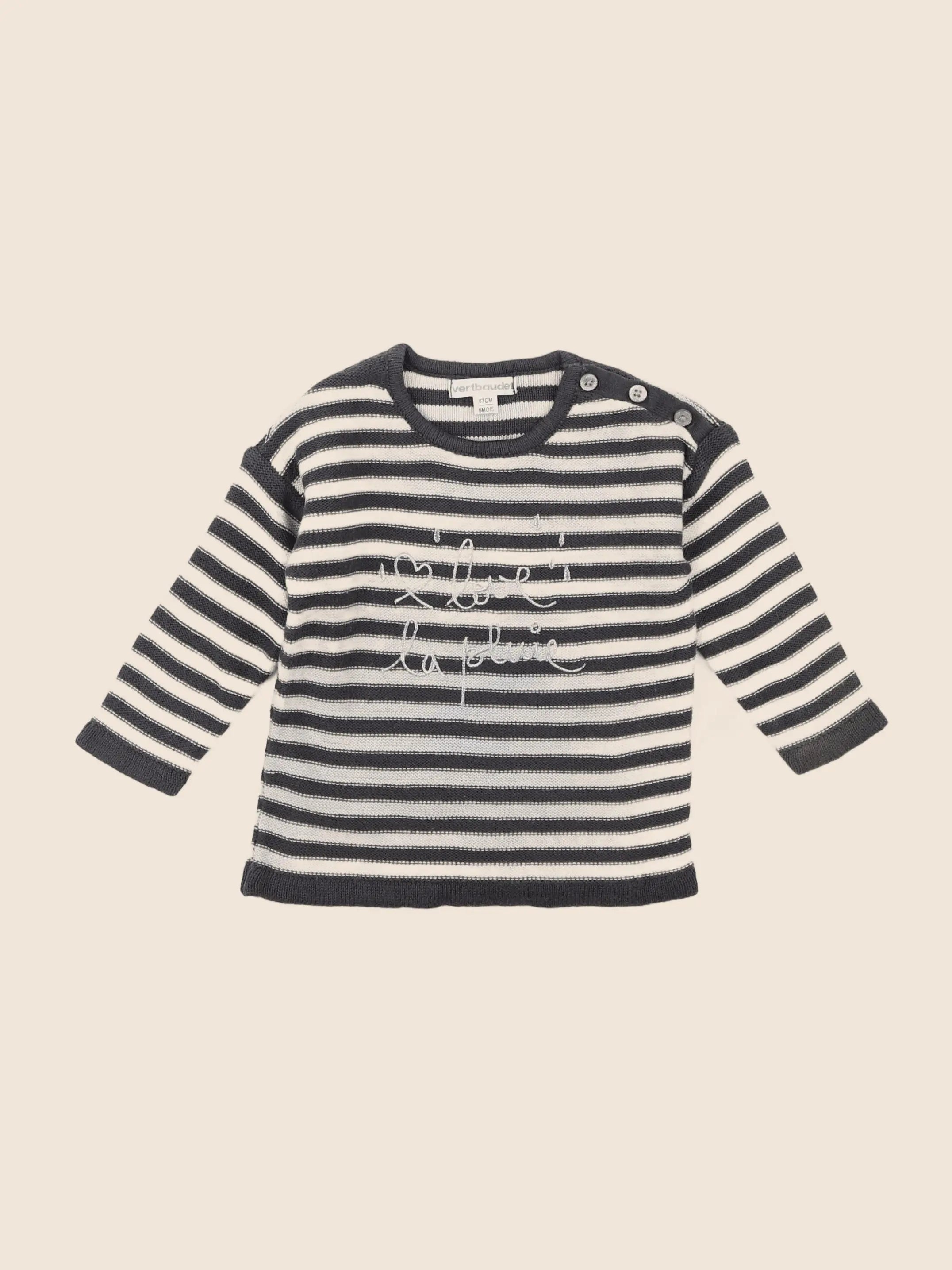 Vertbaudet - pull gris, argent - 6 mois