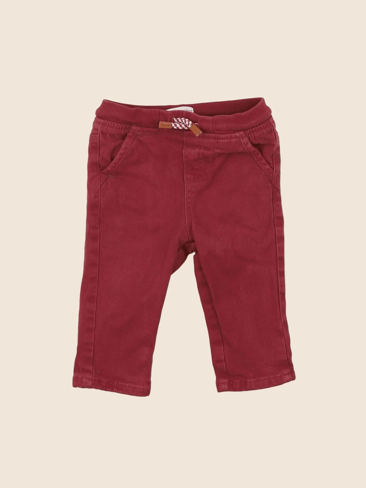 Vertbaudet - pantalon rouge - 9 mois