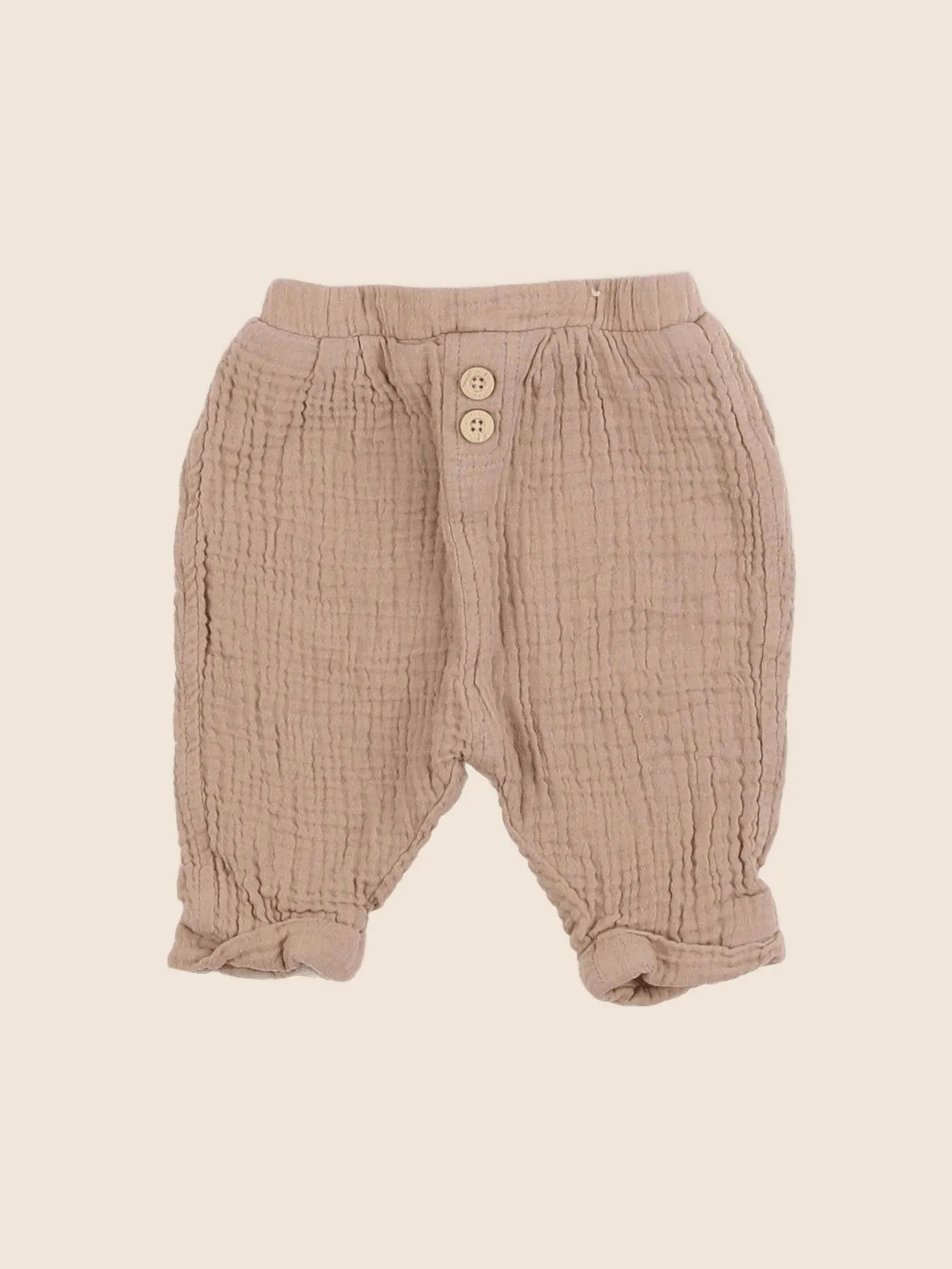 Vertbaudet - pantalon doublé velours marron - 3 mois