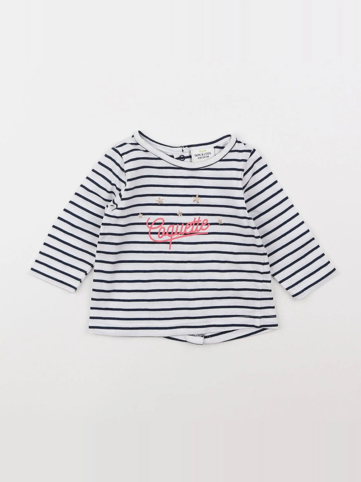 Tape à l'oeil - tee-shirt bleu, blanc - 3 mois