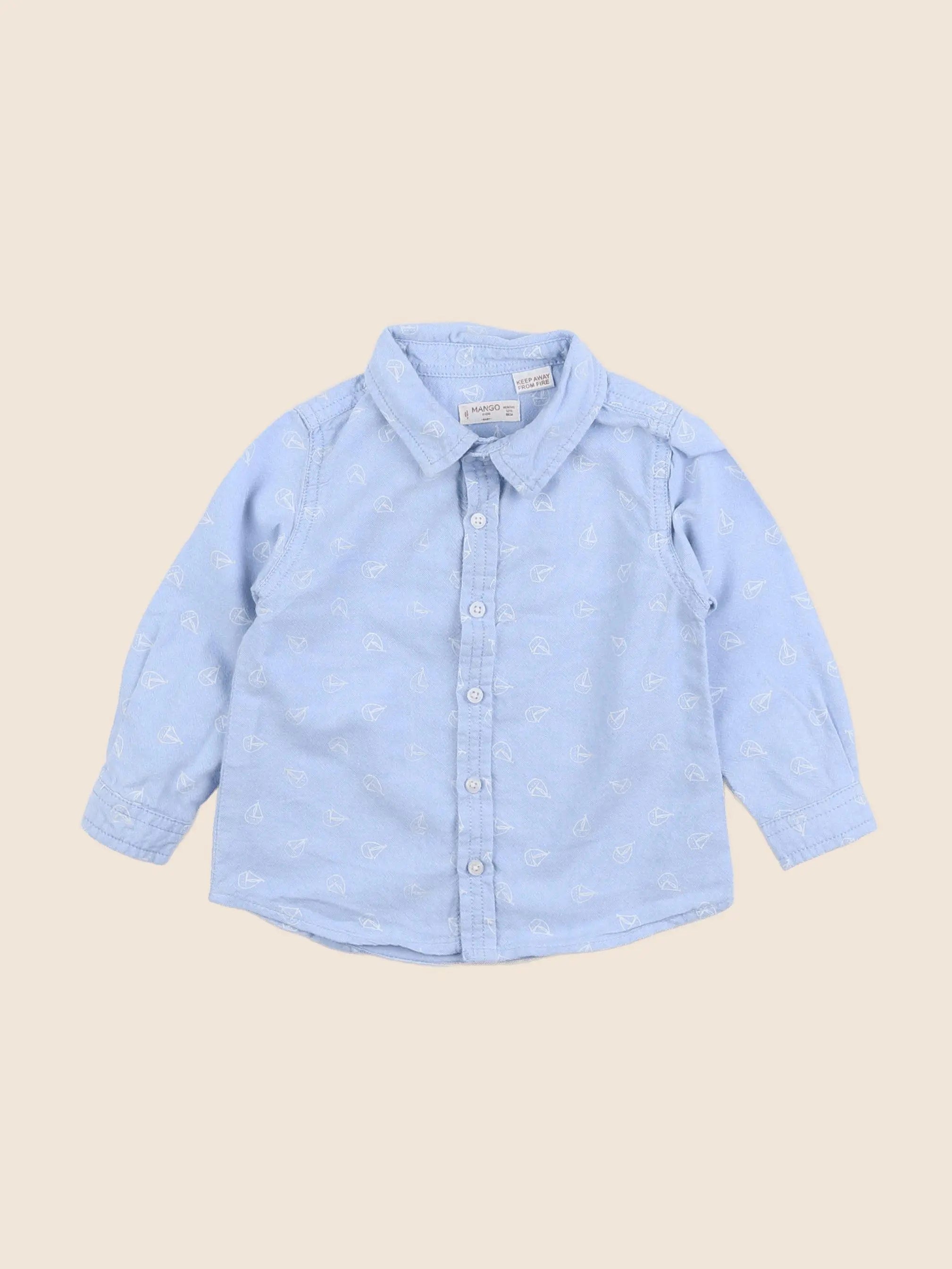 Mango - chemise bleu - 12/18 mois